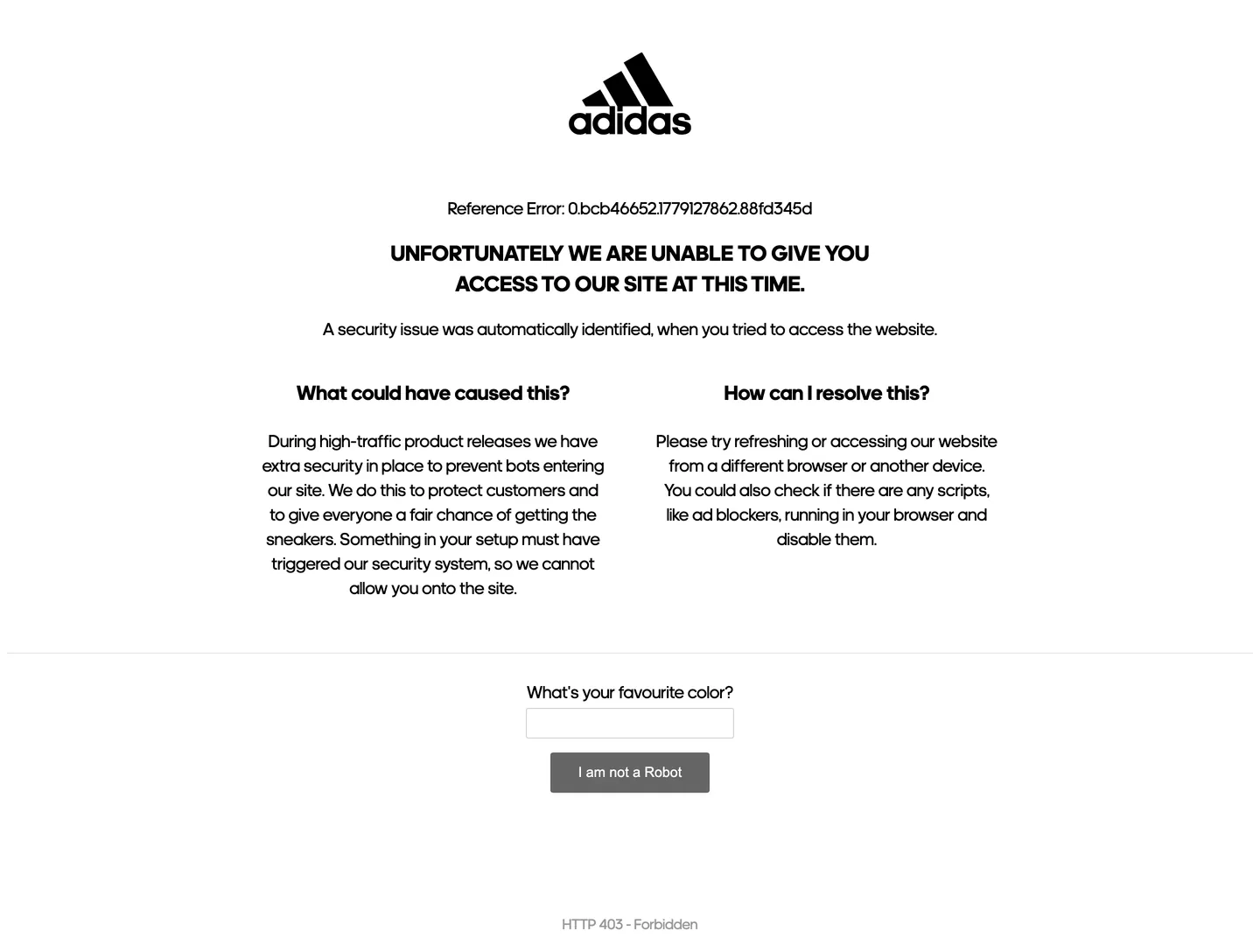 Screenshot of adidas's website at adidas.com