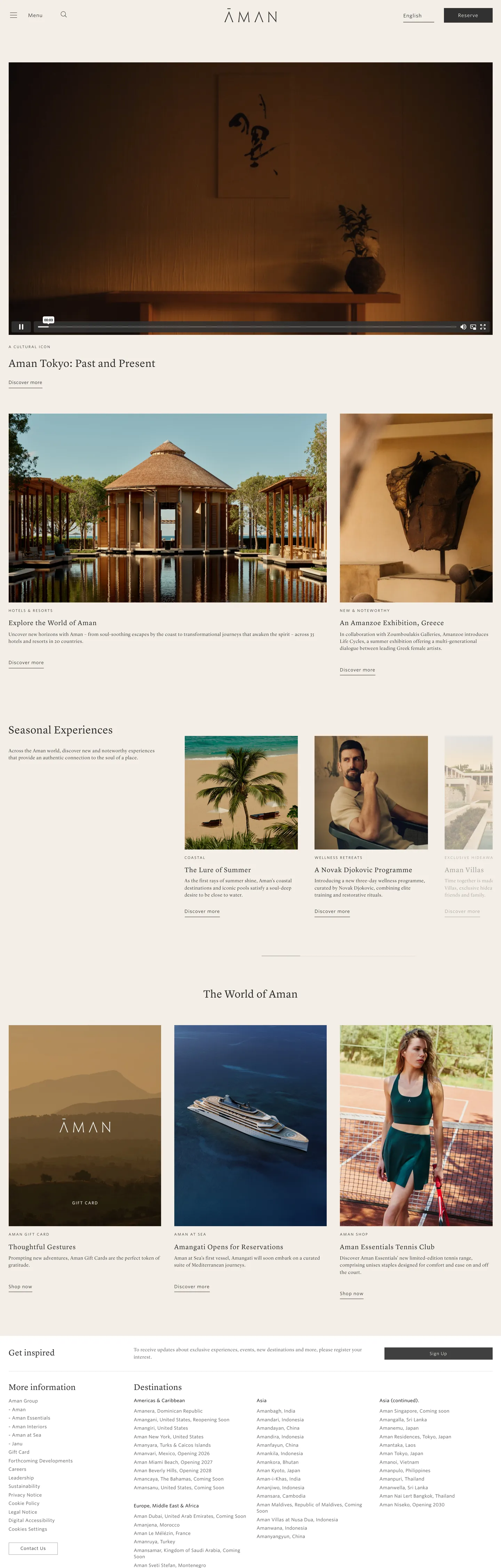 Aman's website at aman.com