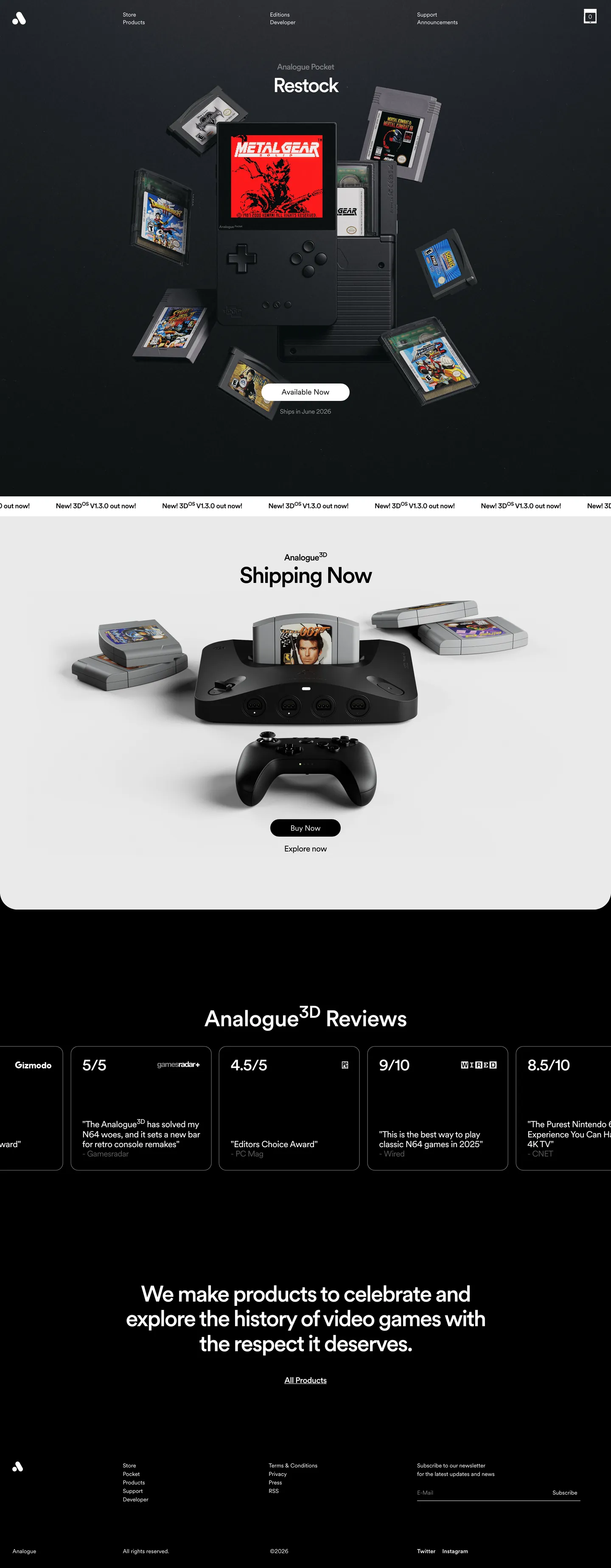 Analogue's website at analogue.co