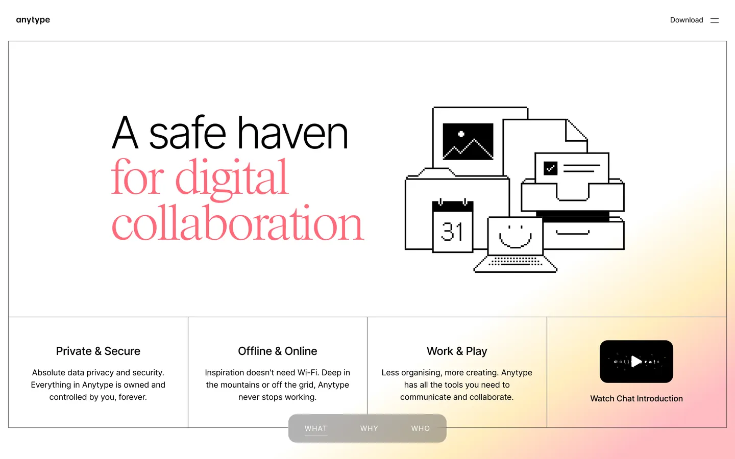 Anytype's website at anytype.io