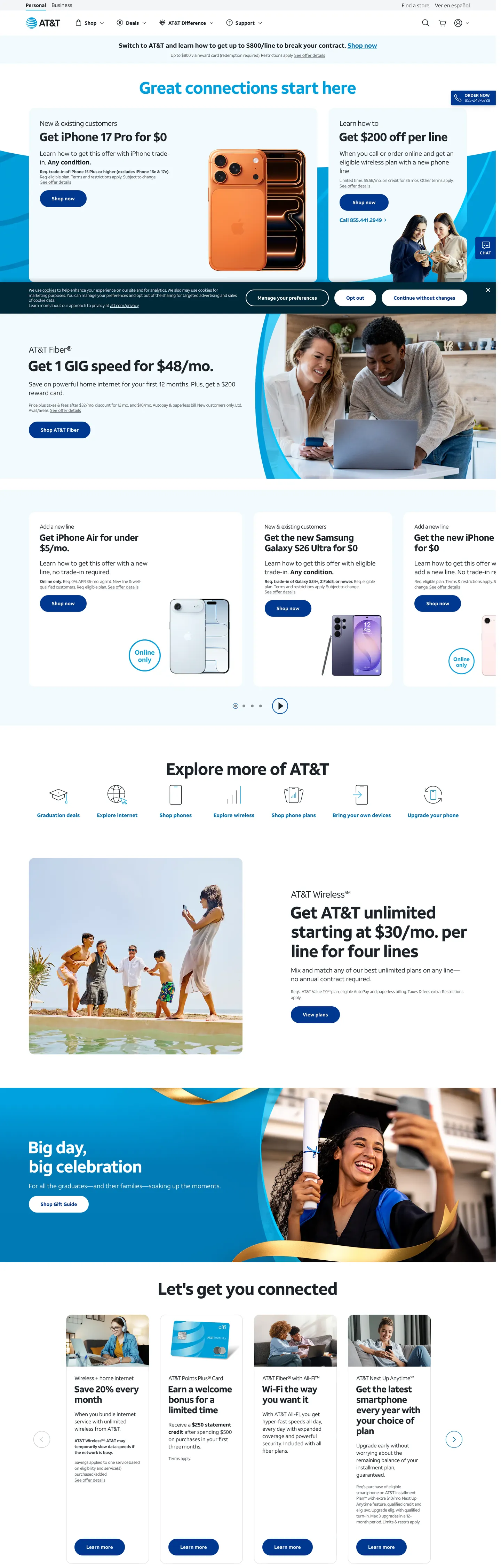 AT&T's website at att.com