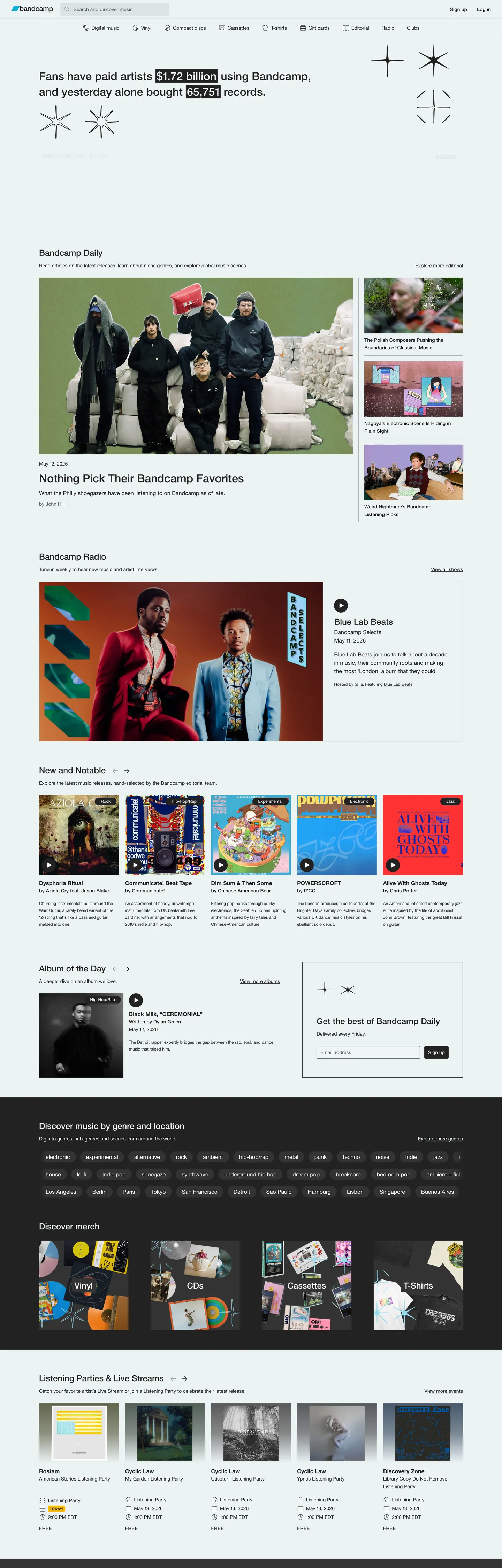 Bandcamp's website at bandcamp.com