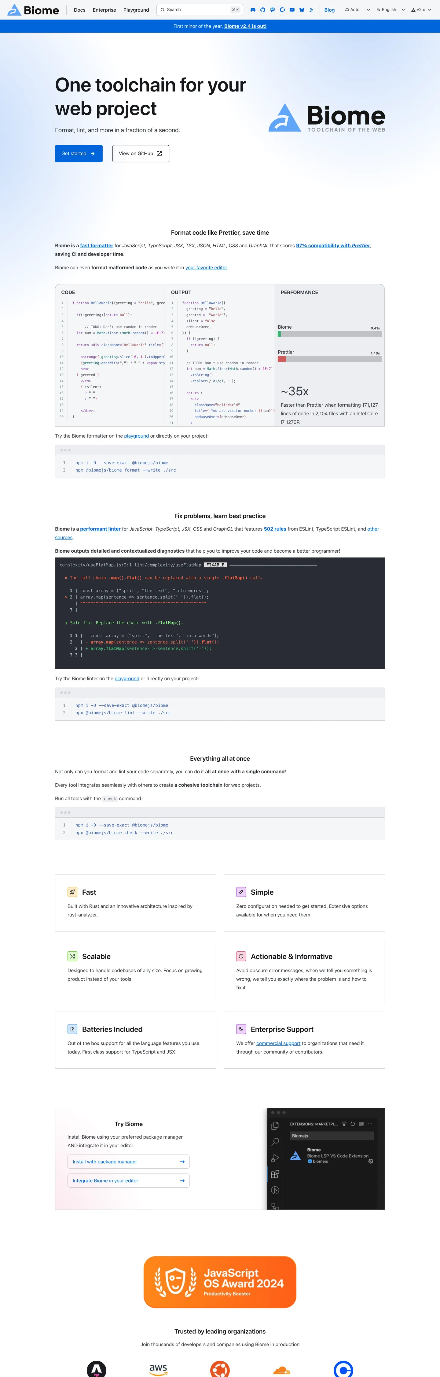 Biome's website at biomejs.dev