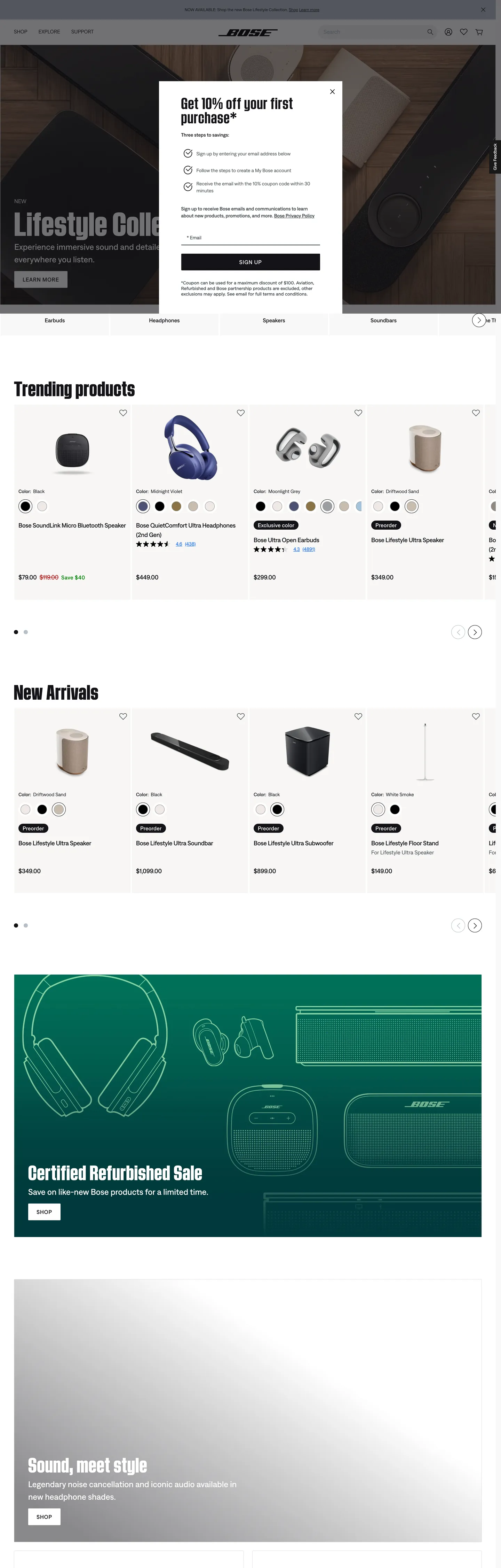 Bose's website at bose.com