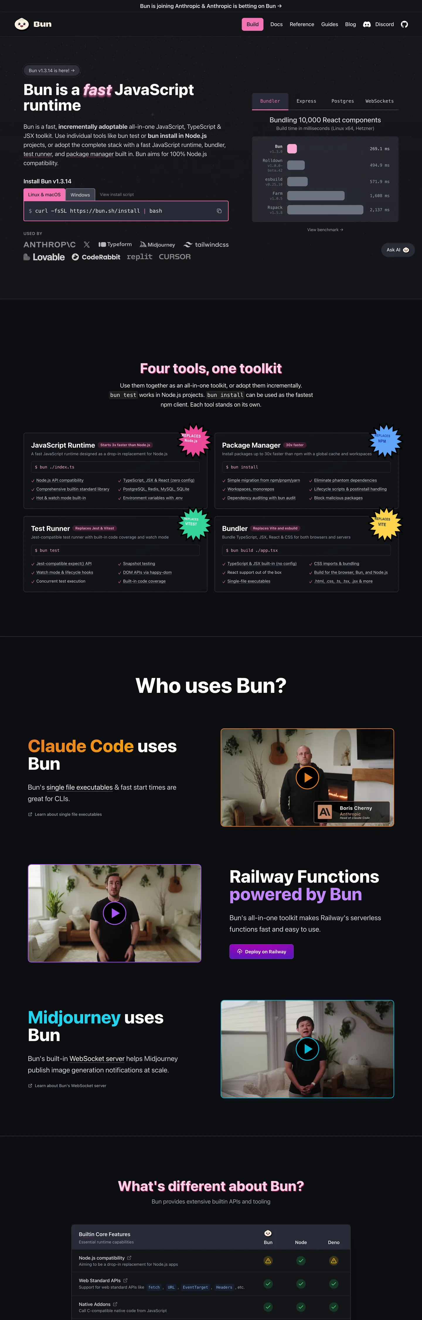Bun's website at bun.sh