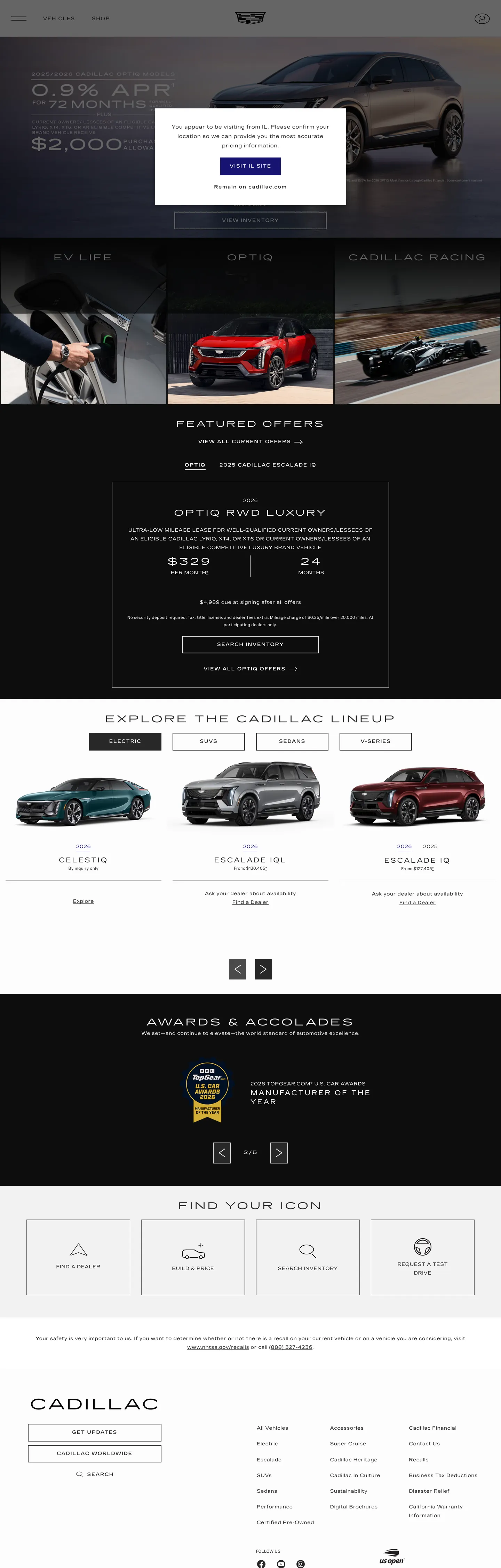 Cadillac's website at cadillac.com