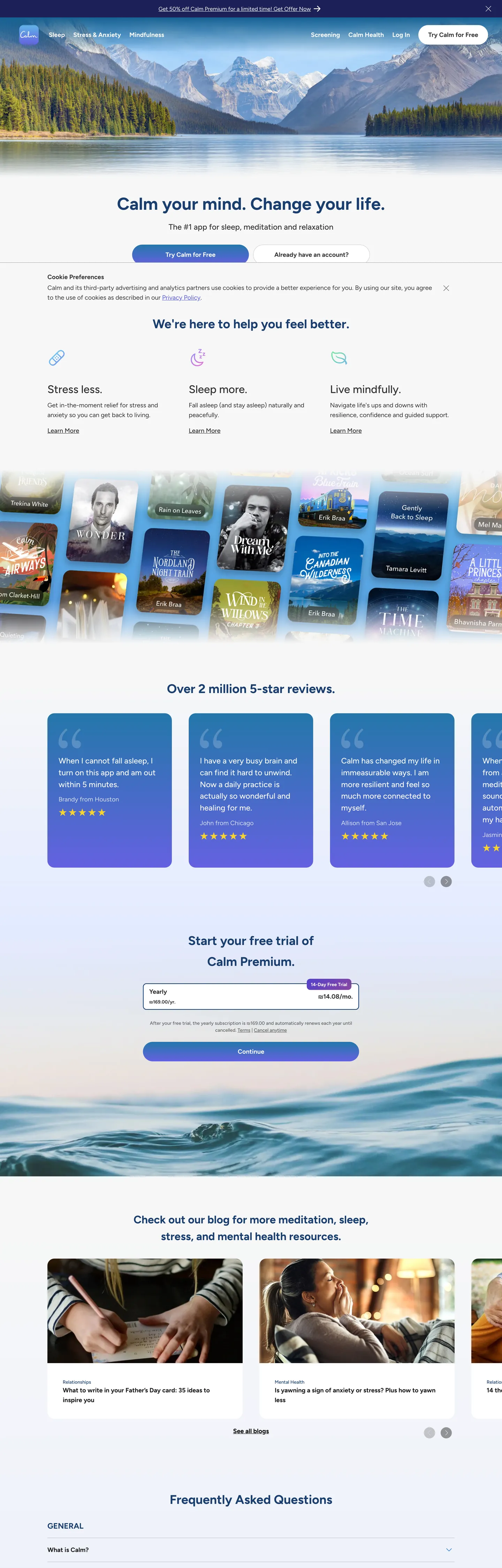 Calm's website at calm.com