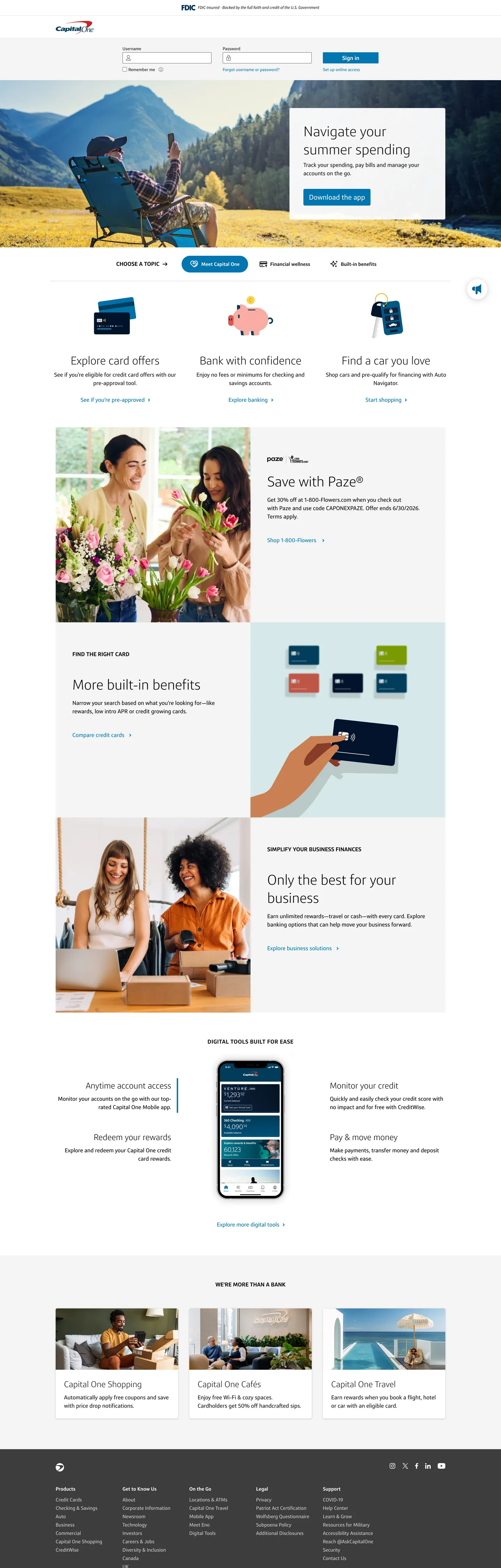 Capital One's website at capitalone.com