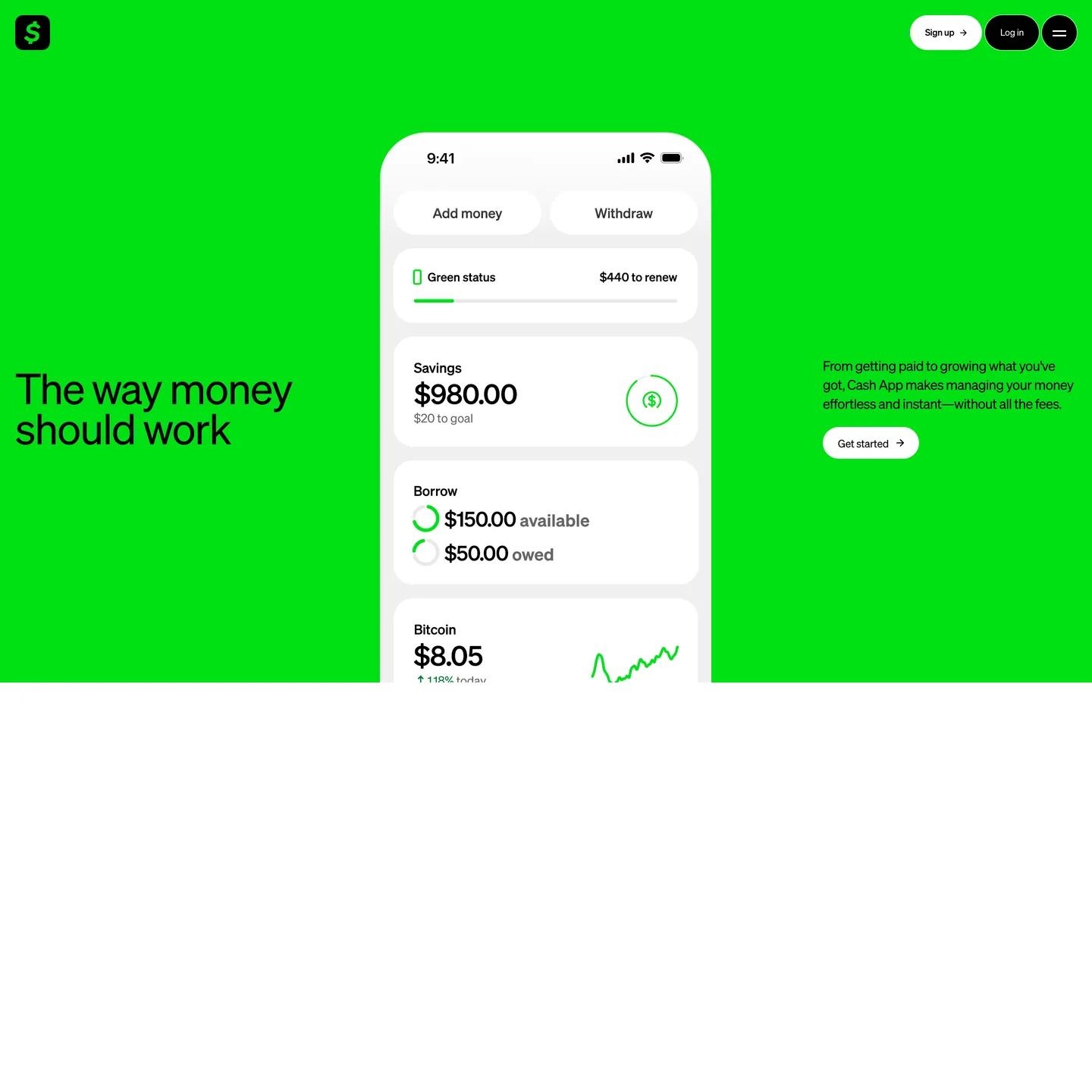 Cash App's website at cash.app