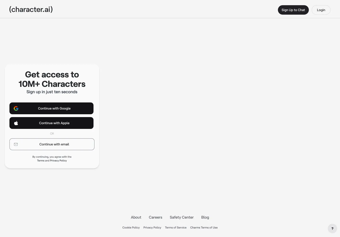 character.ai's website at character.ai