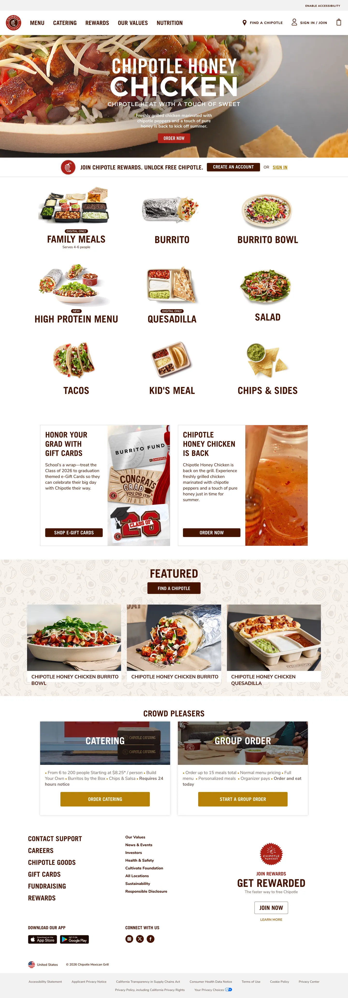 Chipotle's website at chipotle.com