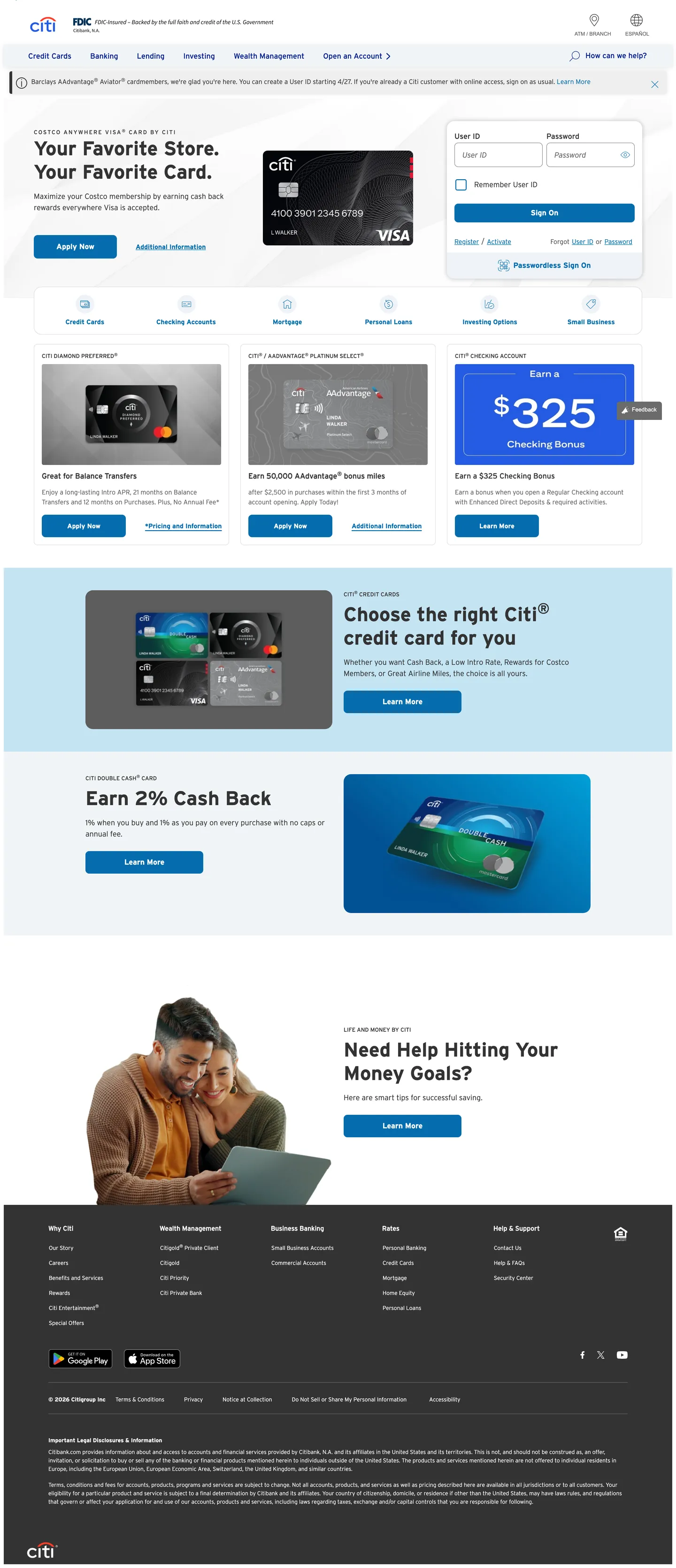 Citi's website at citi.com