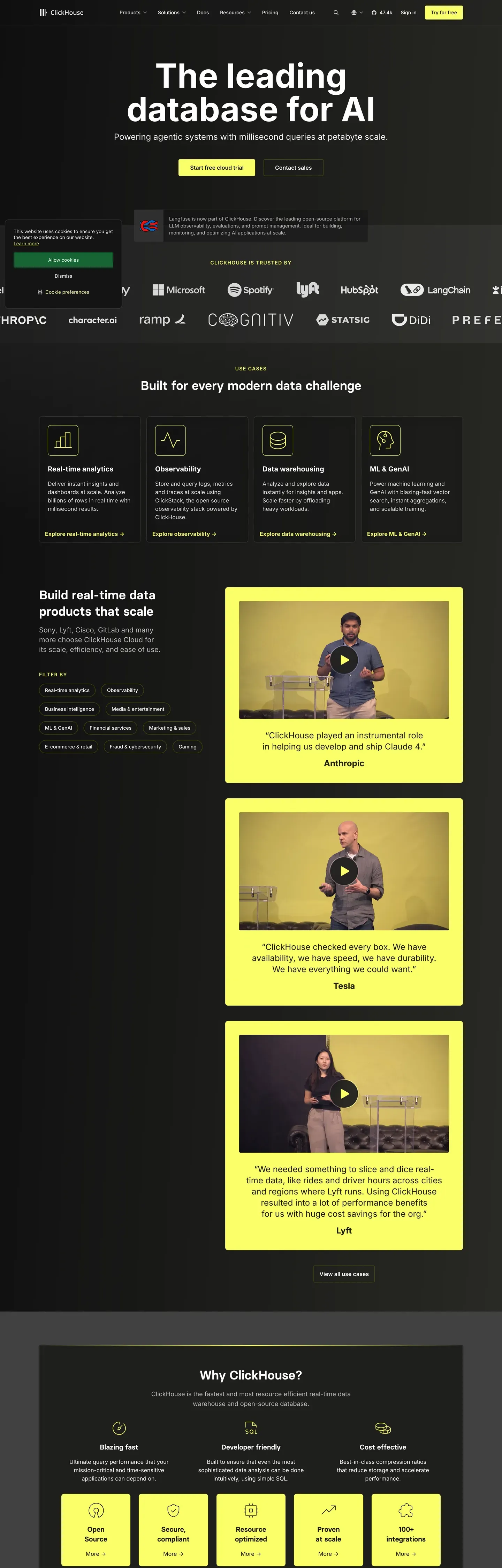 ClickHouse's website at clickhouse.com
