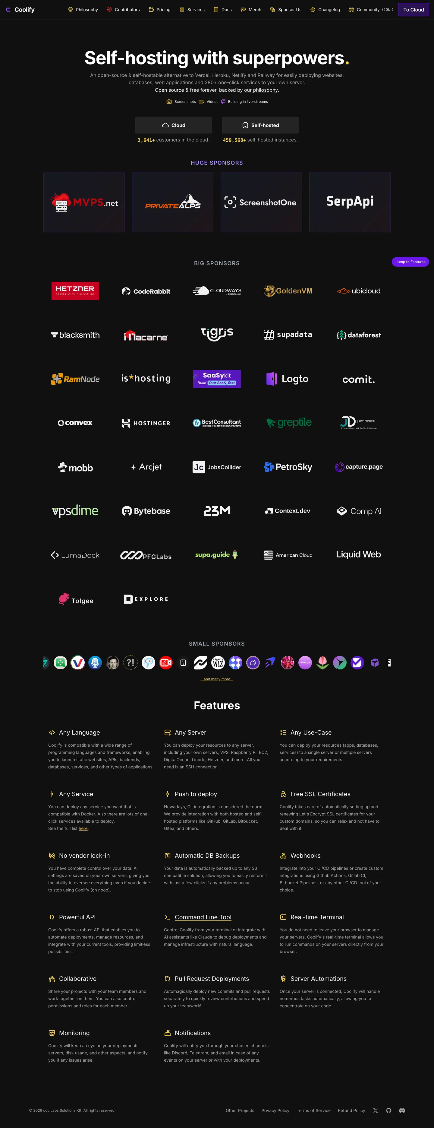 Coolify's website at coolify.io