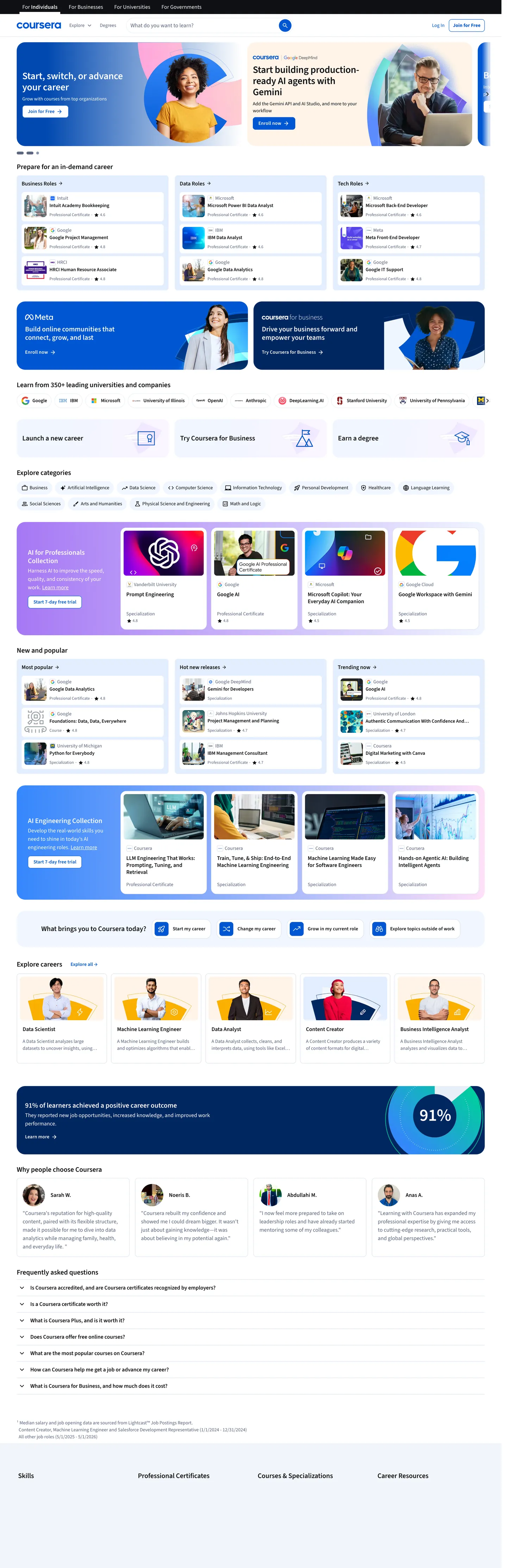 Coursera's website at coursera.org