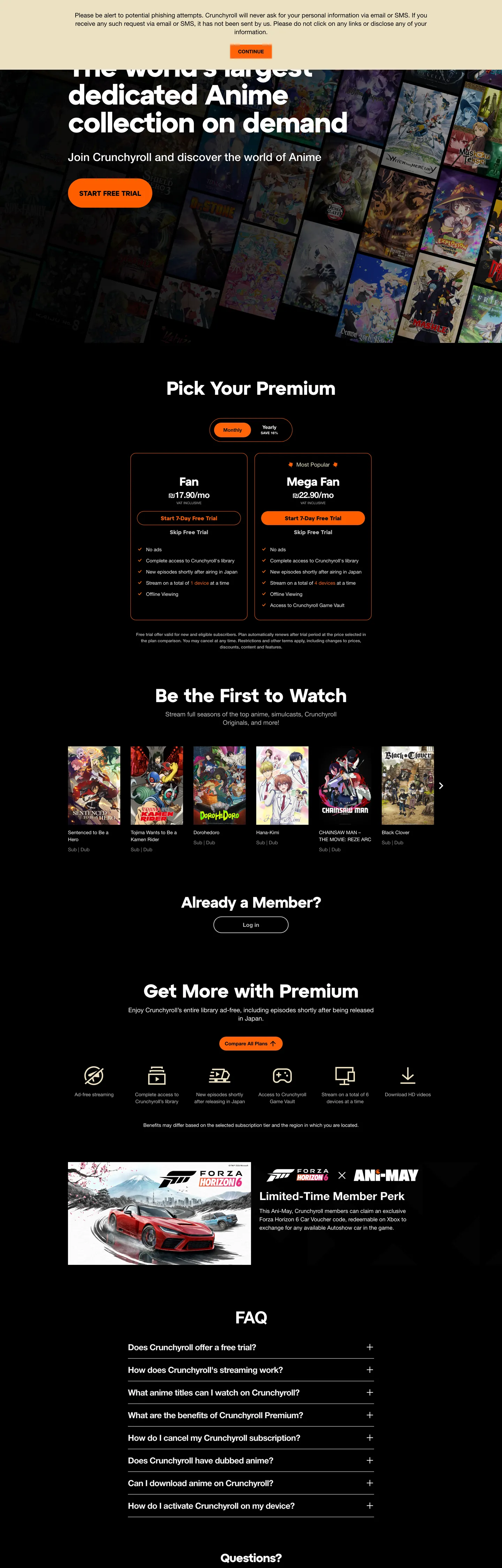 Crunchyroll's website at crunchyroll.com