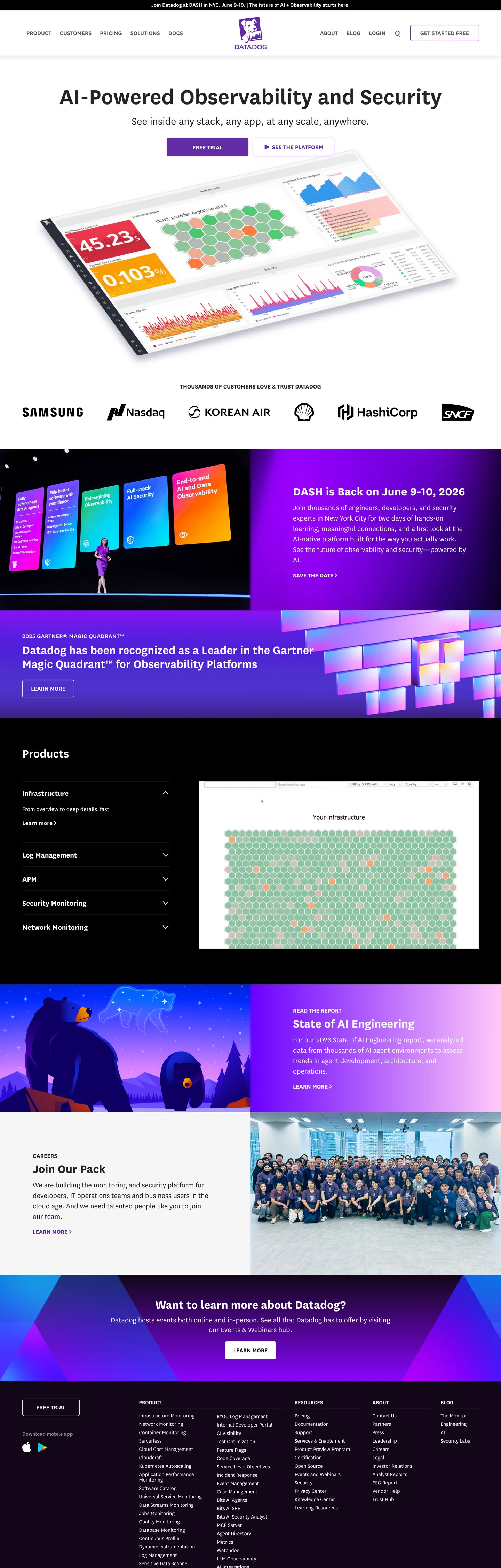 Datadog's website at datadoghq.com