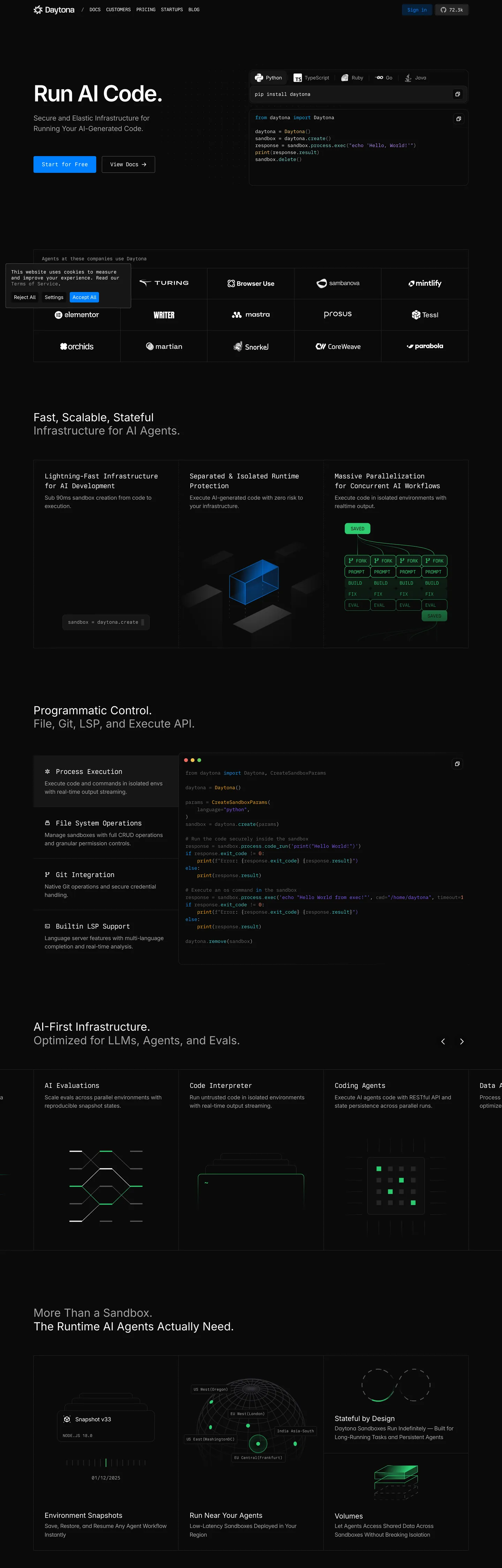 Daytona's website at daytona.io