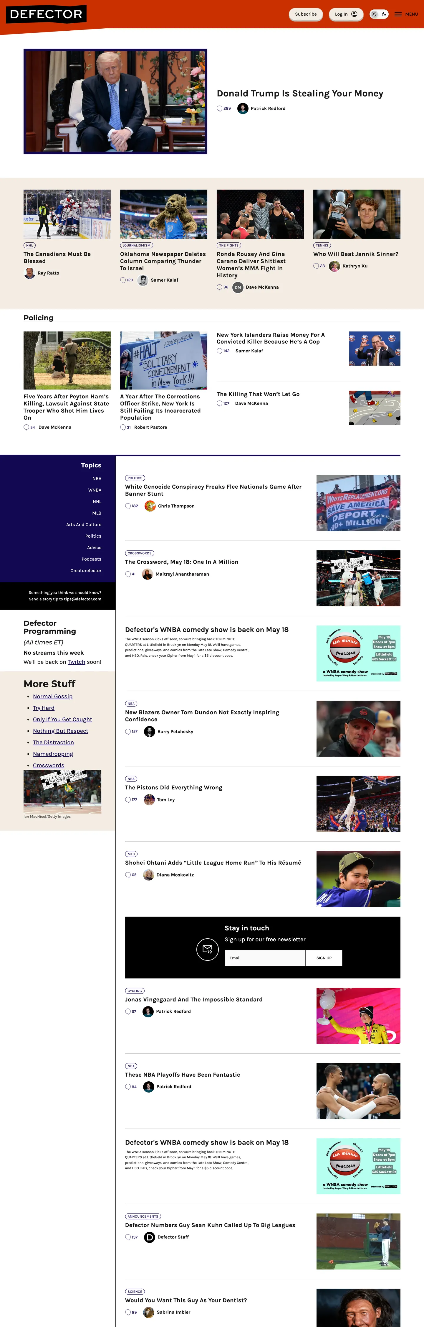 Defector's website at defector.com