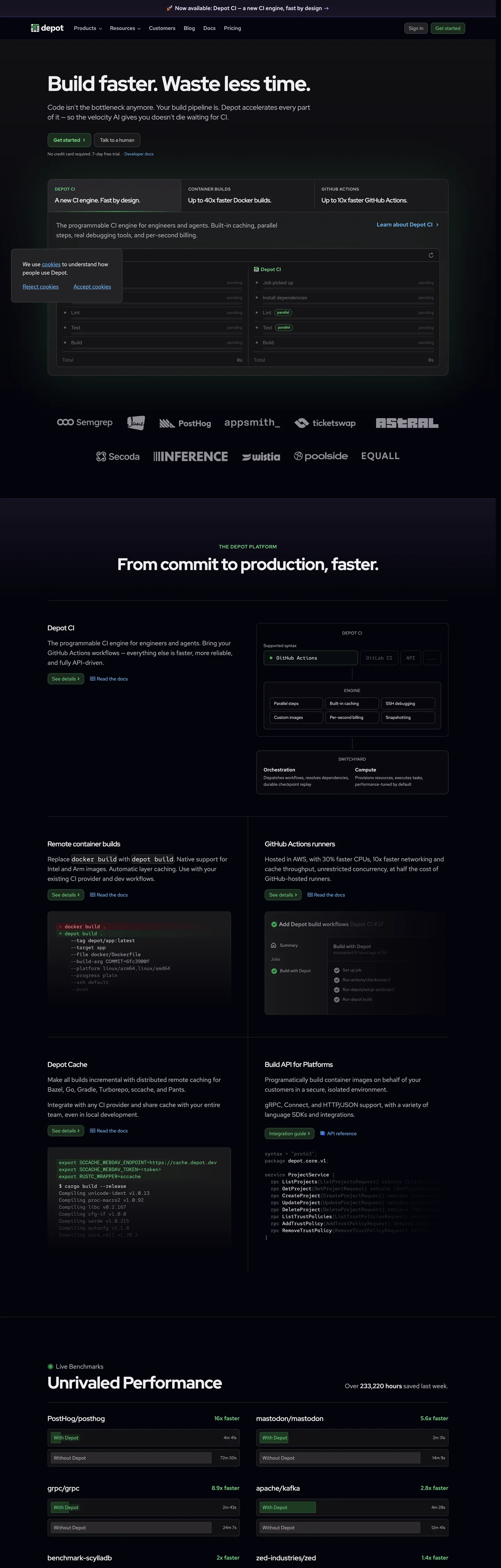 Depot's website at depot.dev