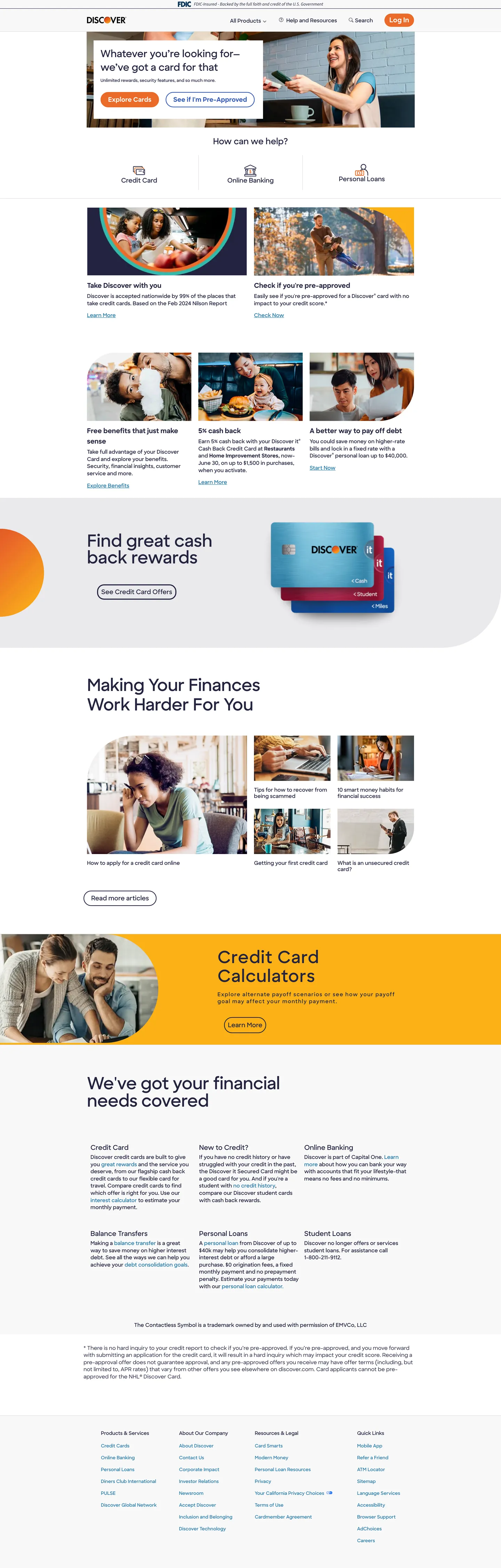 Discover's website at discover.com