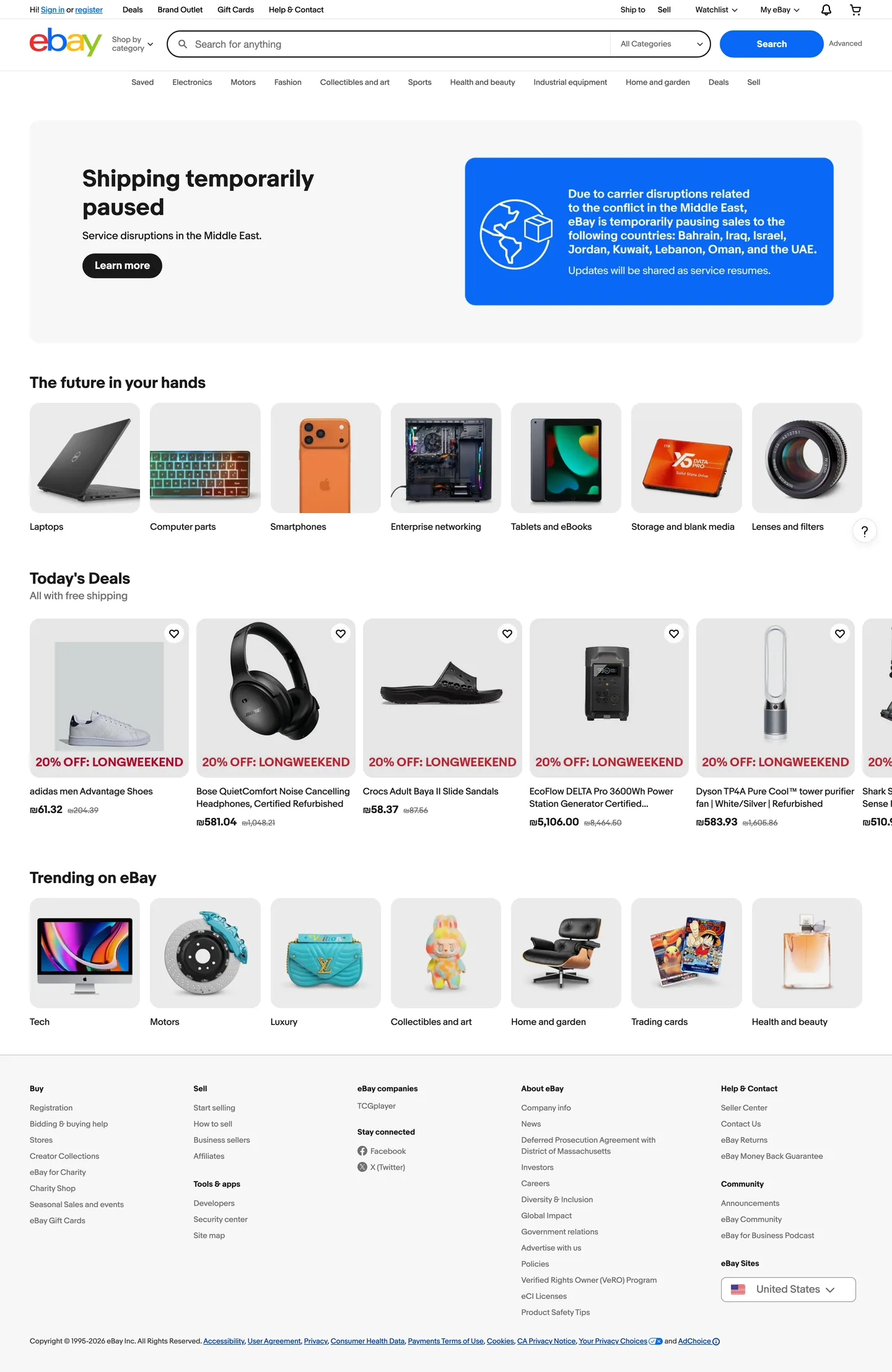 eBay's website at ebay.com