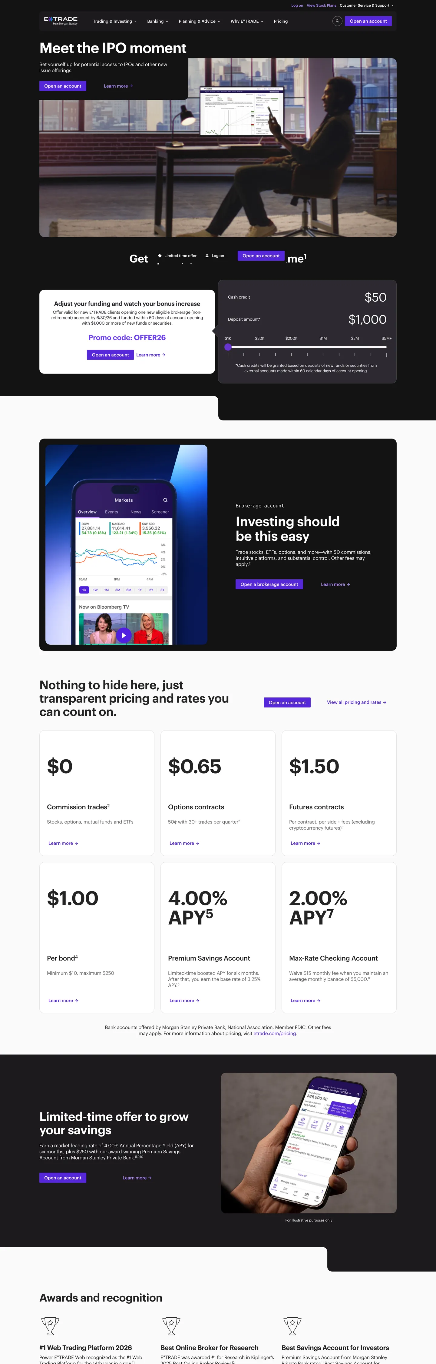 E*TRADE's website at us.etrade.com