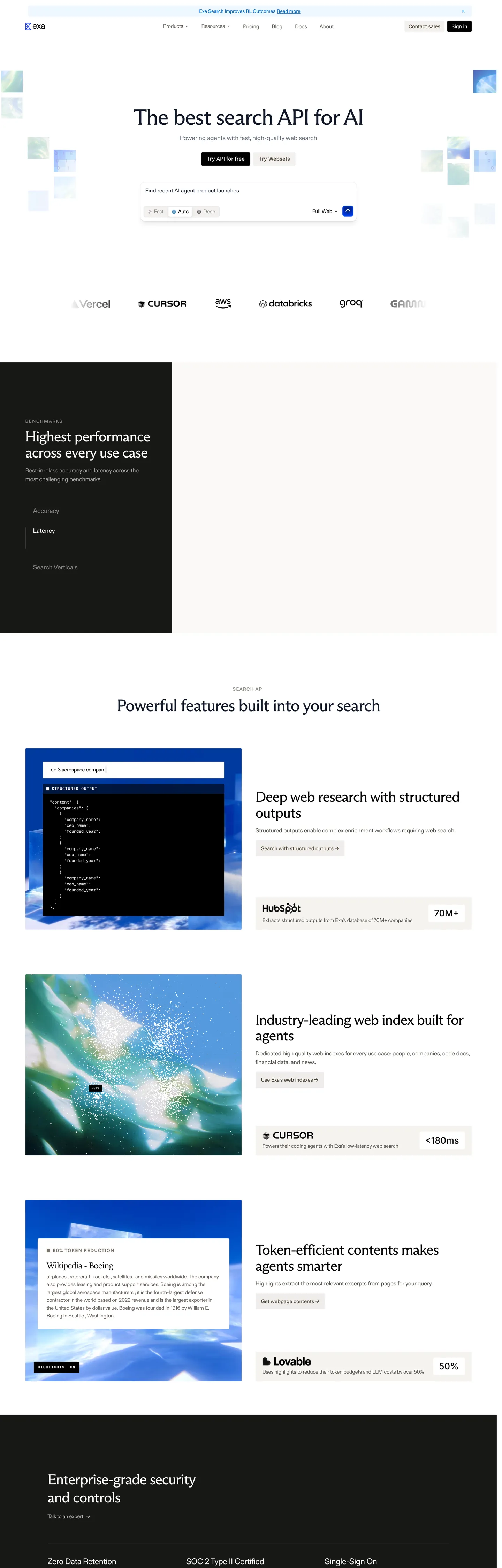 Exa's website at exa.ai