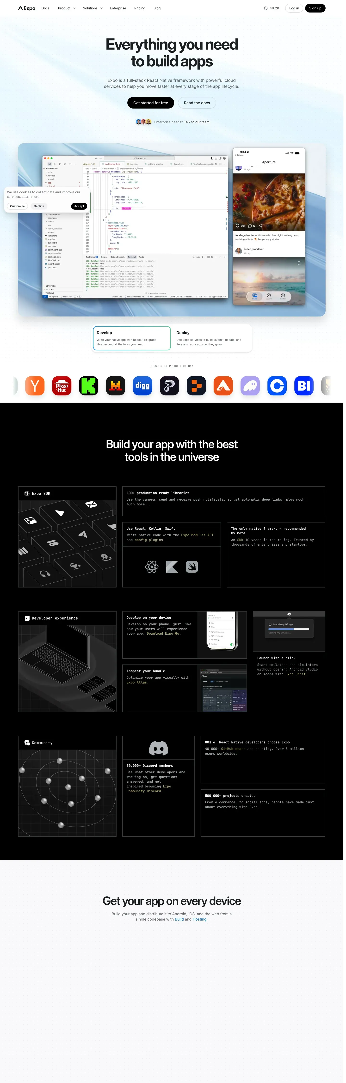 Expo's website at expo.dev