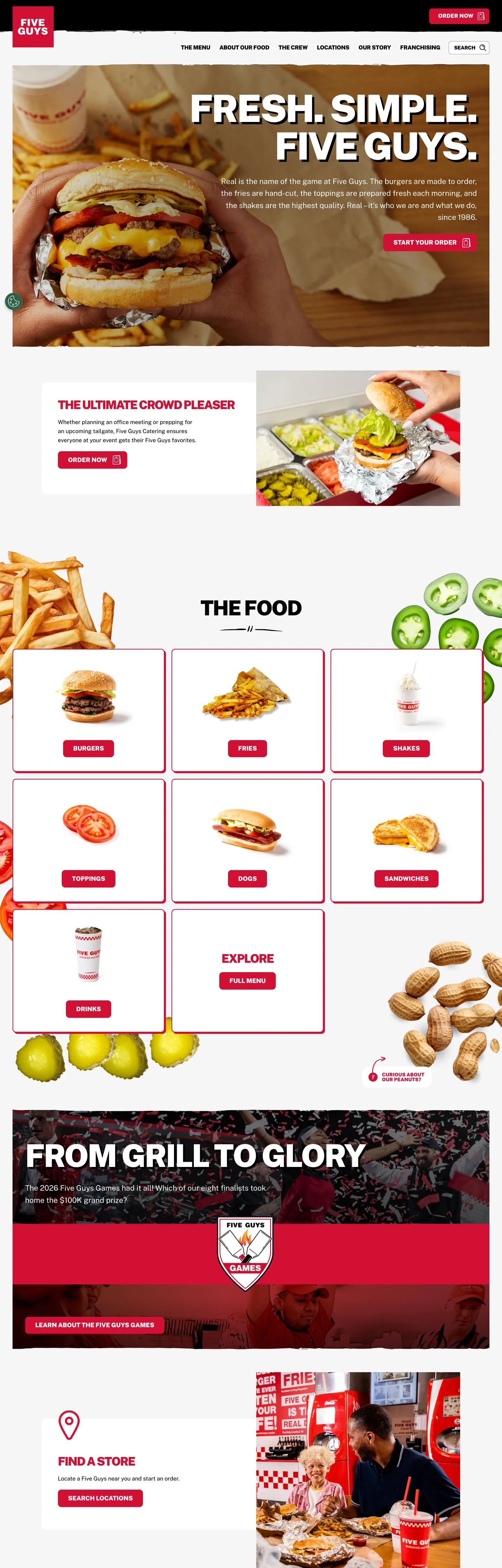 Five Guys's website at fiveguys.com
