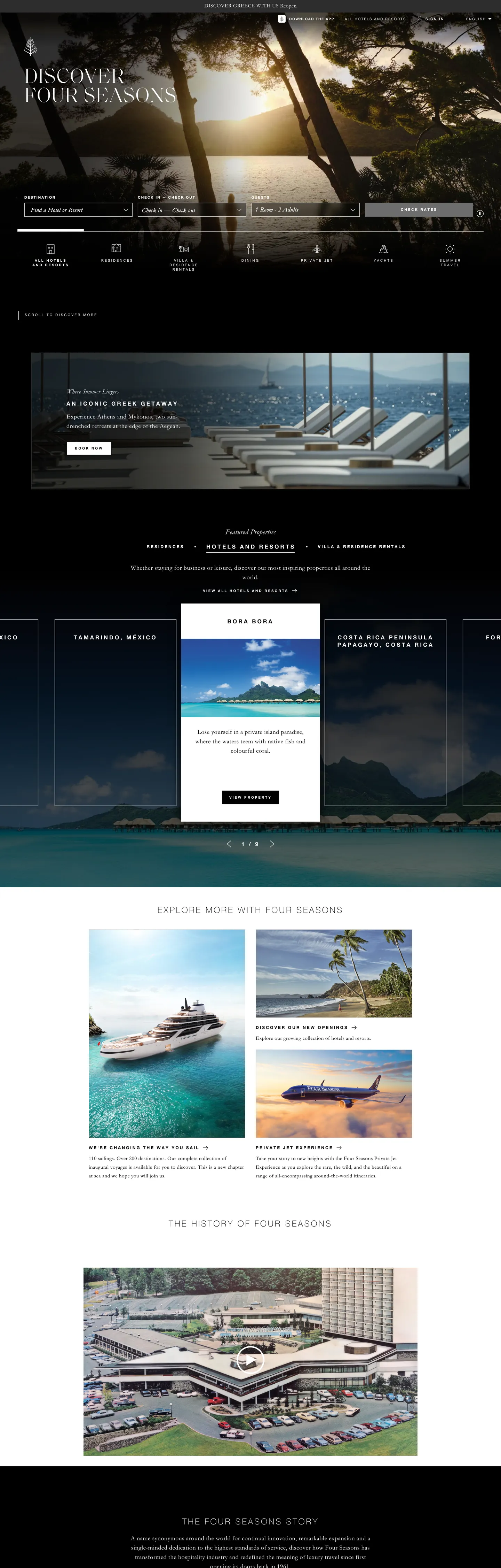 Four Seasons's website at fourseasons.com