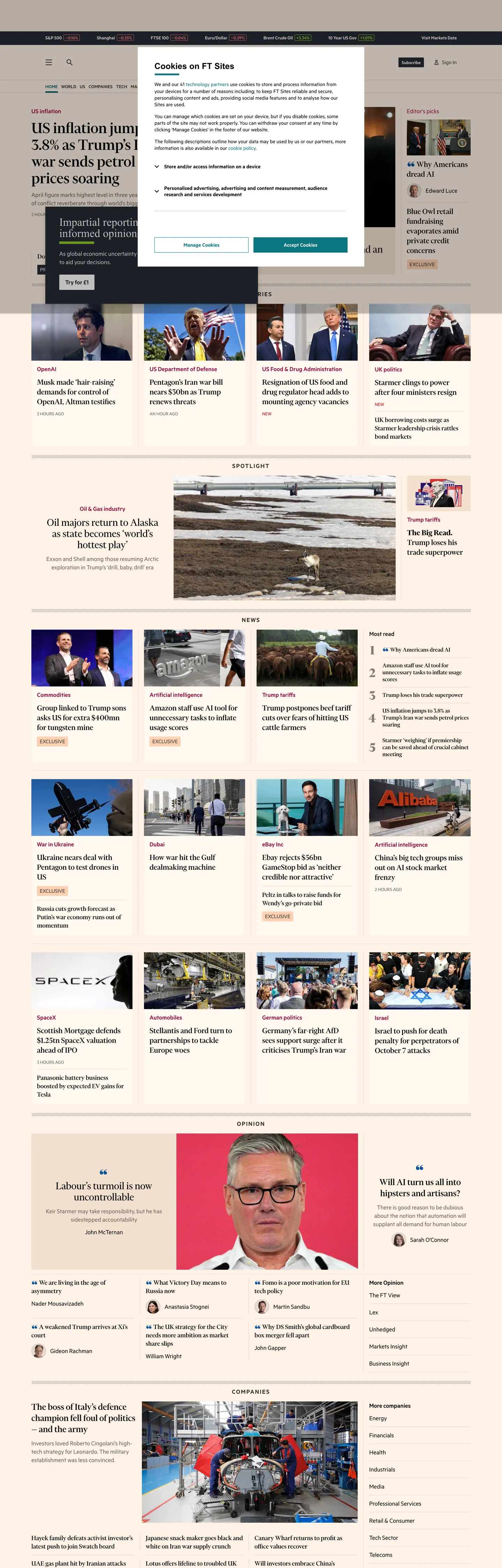 Financial Times's website at ft.com