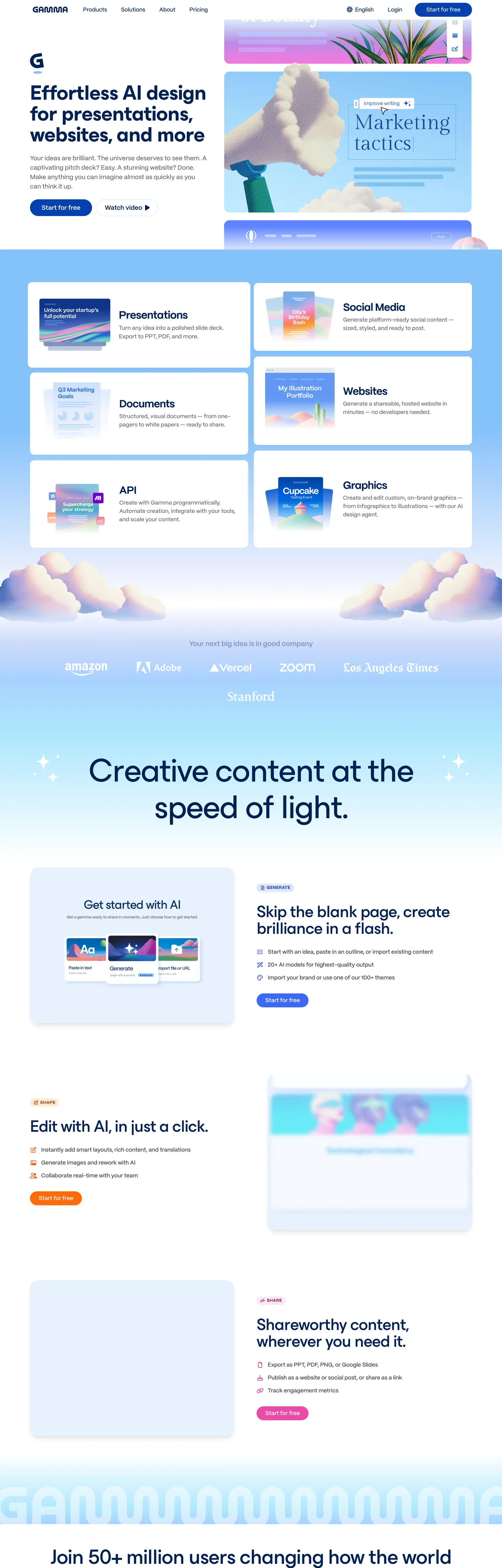 Gamma's website at gamma.app