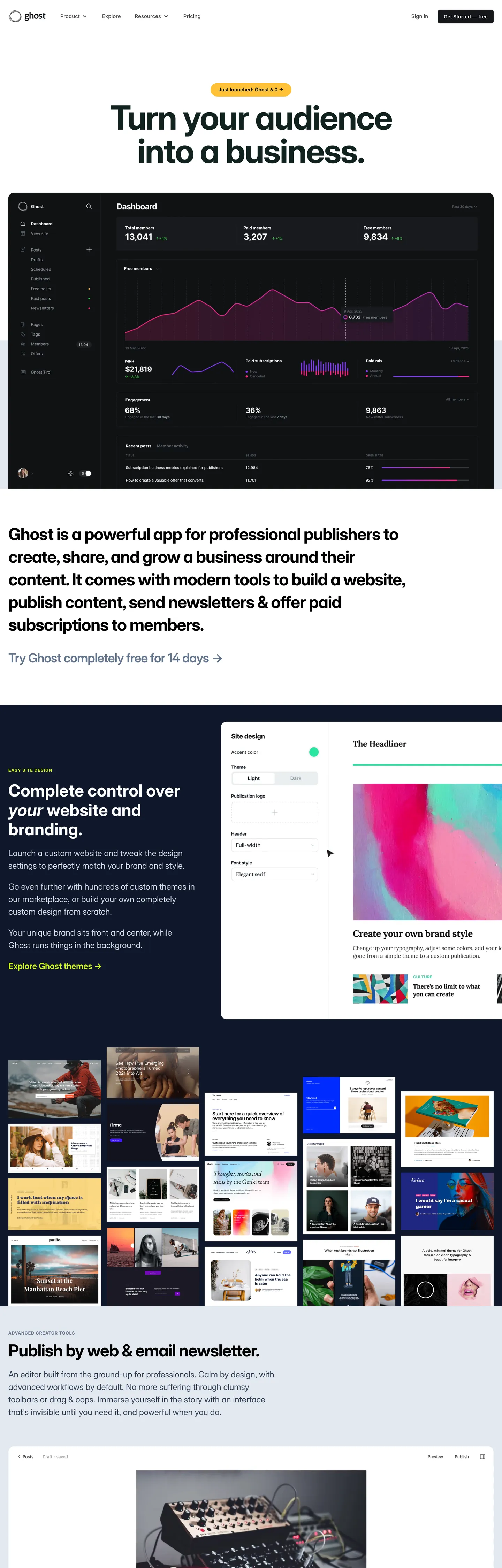 Ghost's website at ghost.org