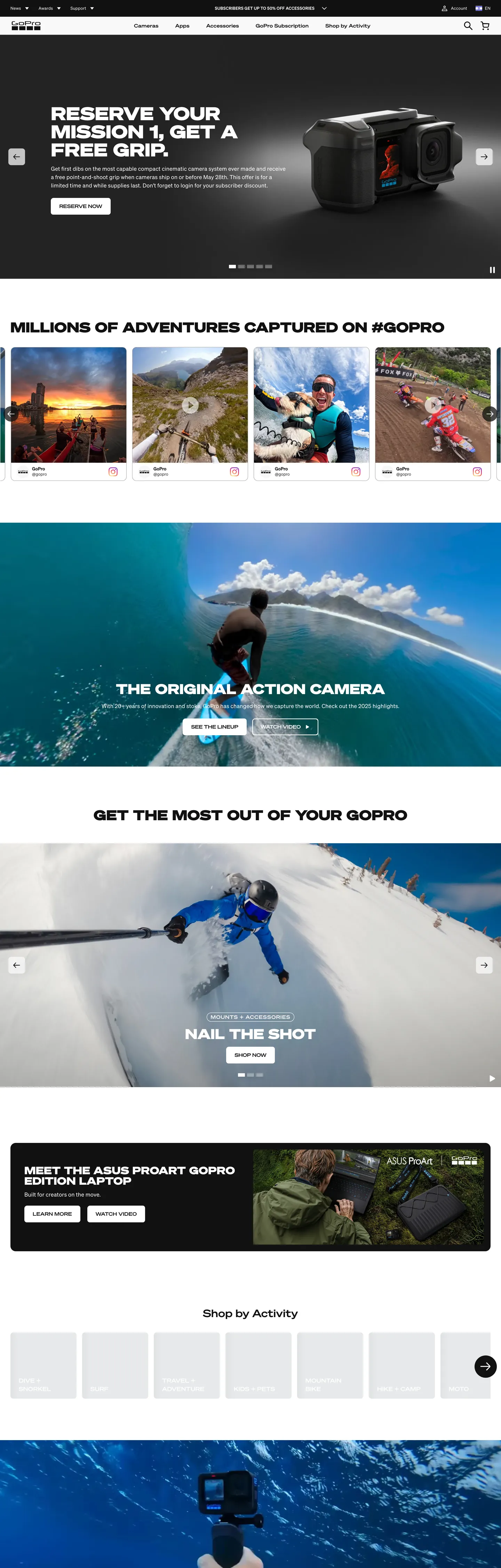 GoPro's website at gopro.com