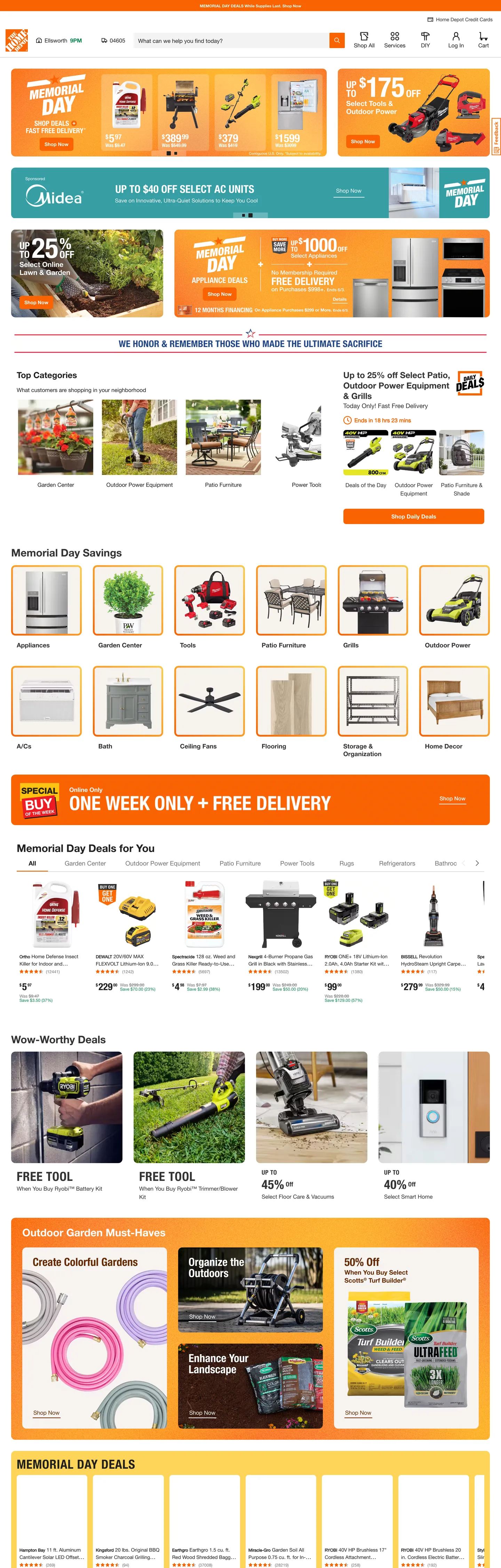 The Home Depot's website at homedepot.com