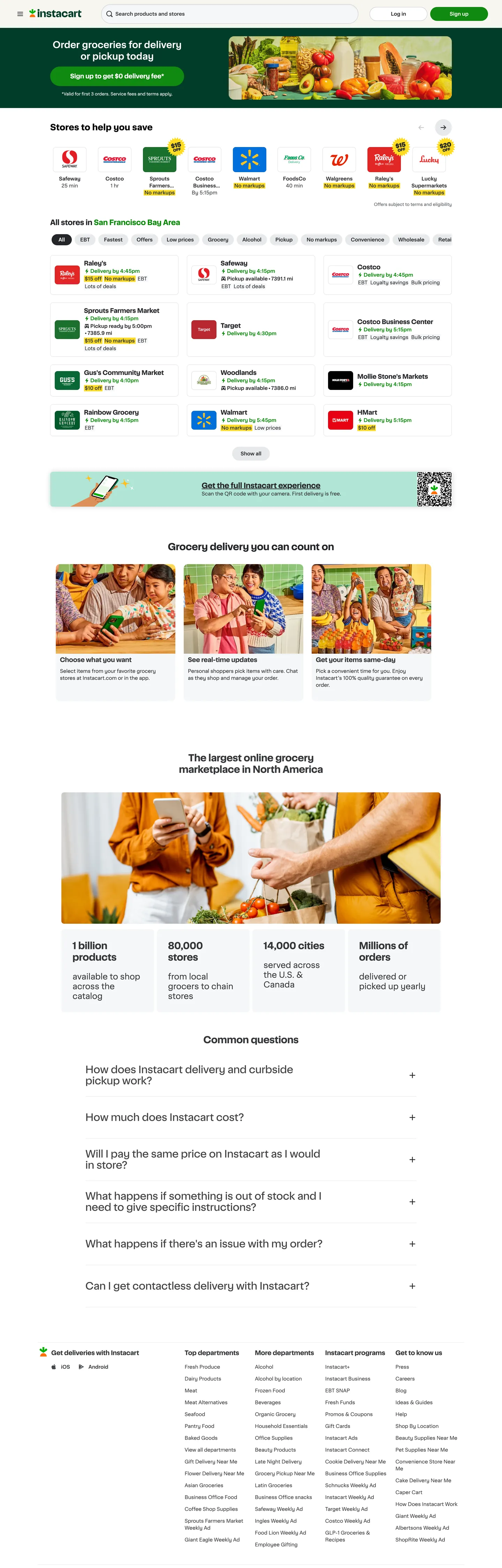 Instacart's website at instacart.com