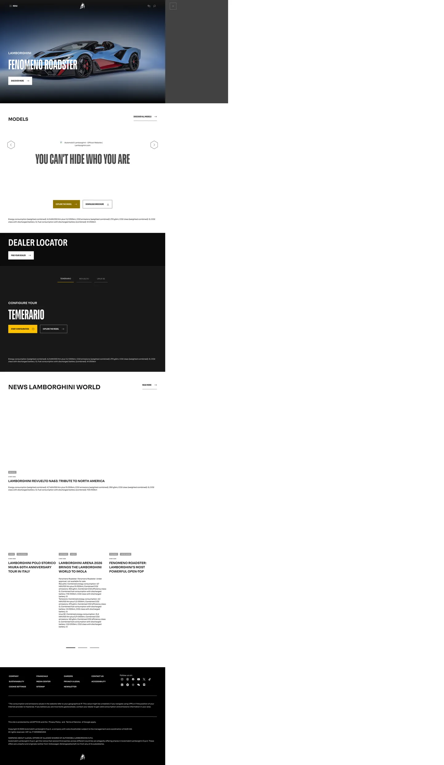 Lamborghini's website at lamborghini.com
