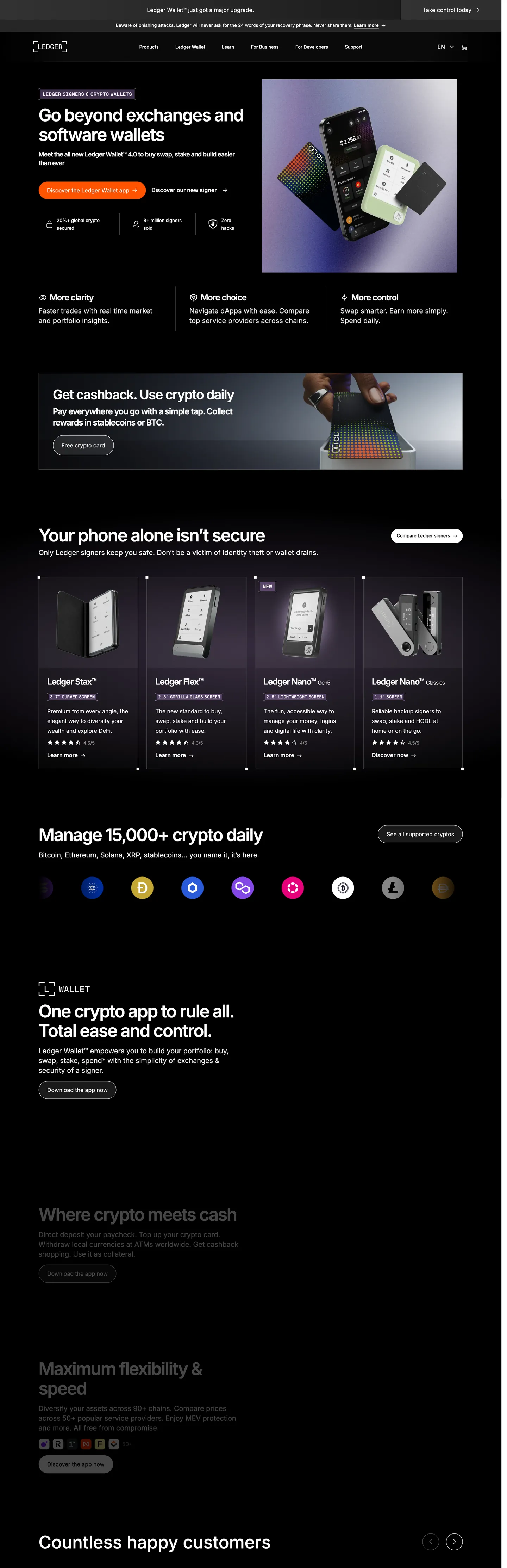 Ledger's website at ledger.com
