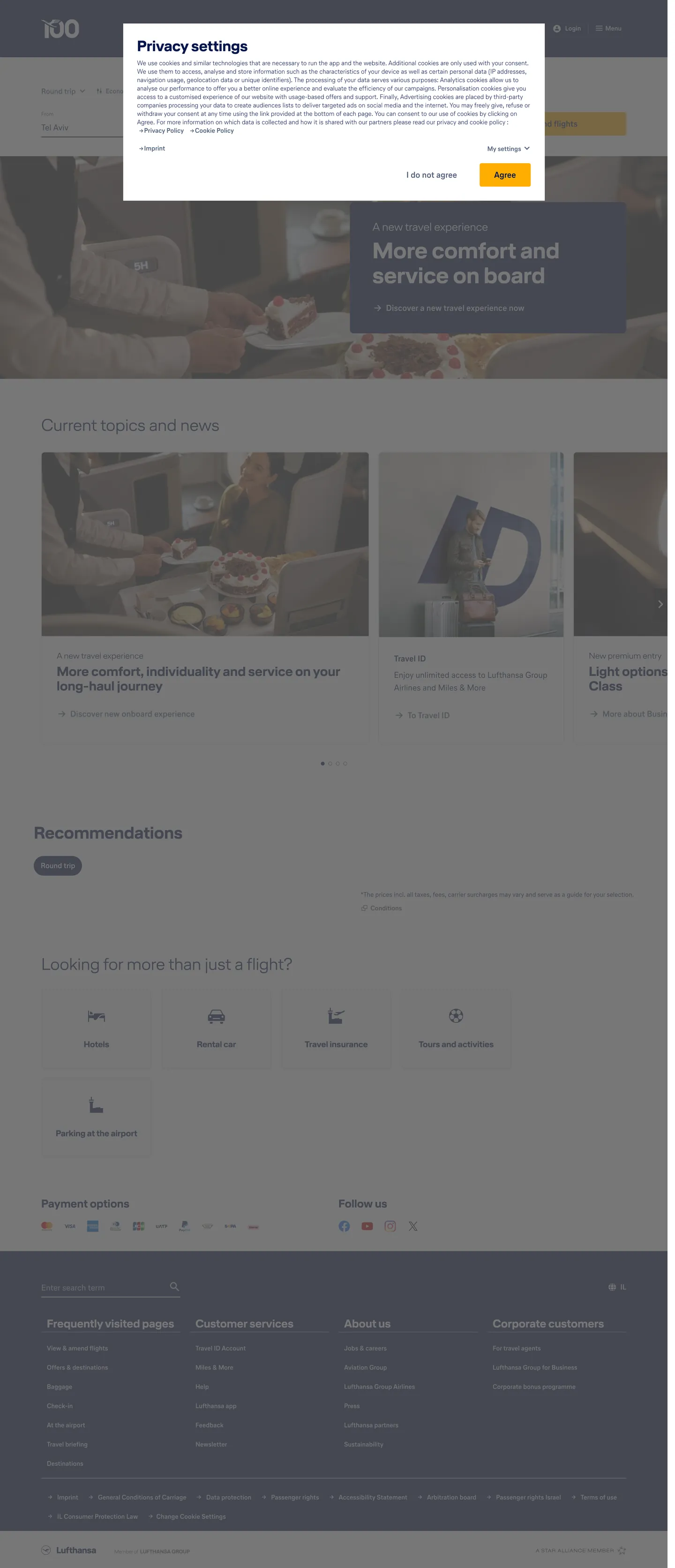 Lufthansa's website at lufthansa.com