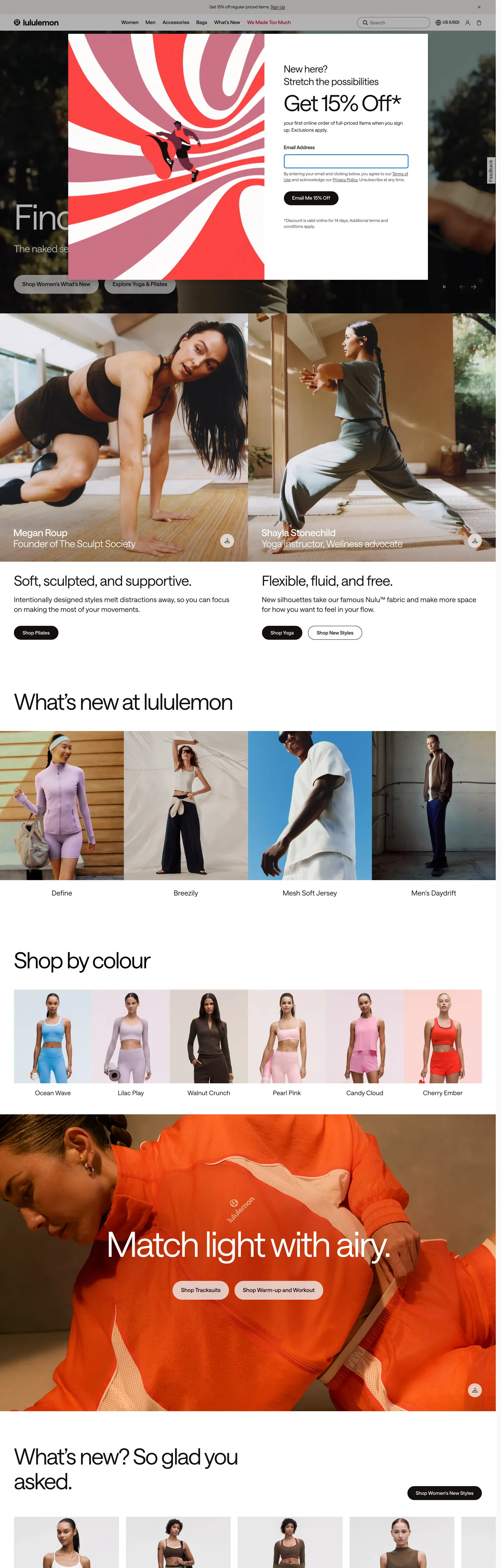 Lululemon's website at shop.lululemon.com
