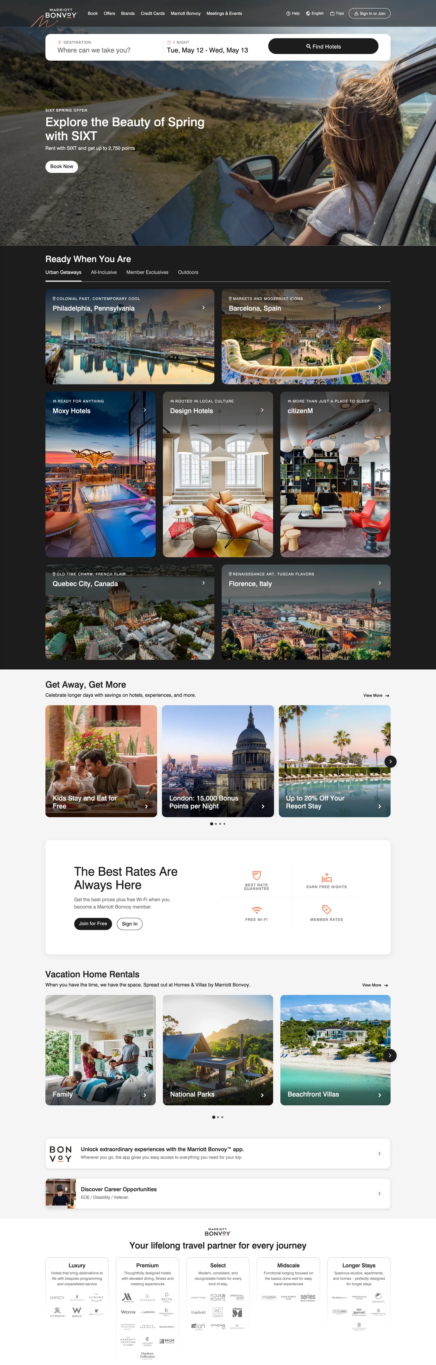 Marriott Bonvoy's website at marriott.com