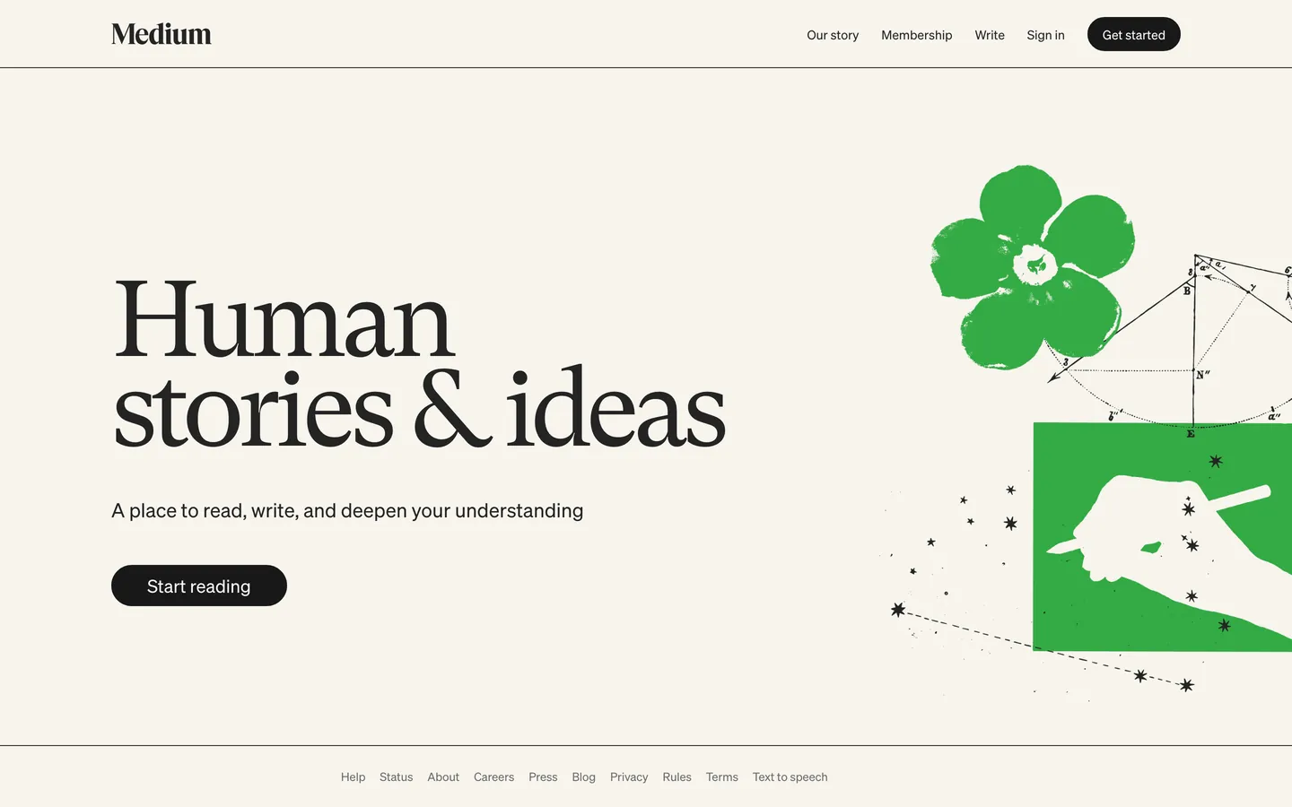 Medium's website at medium.com