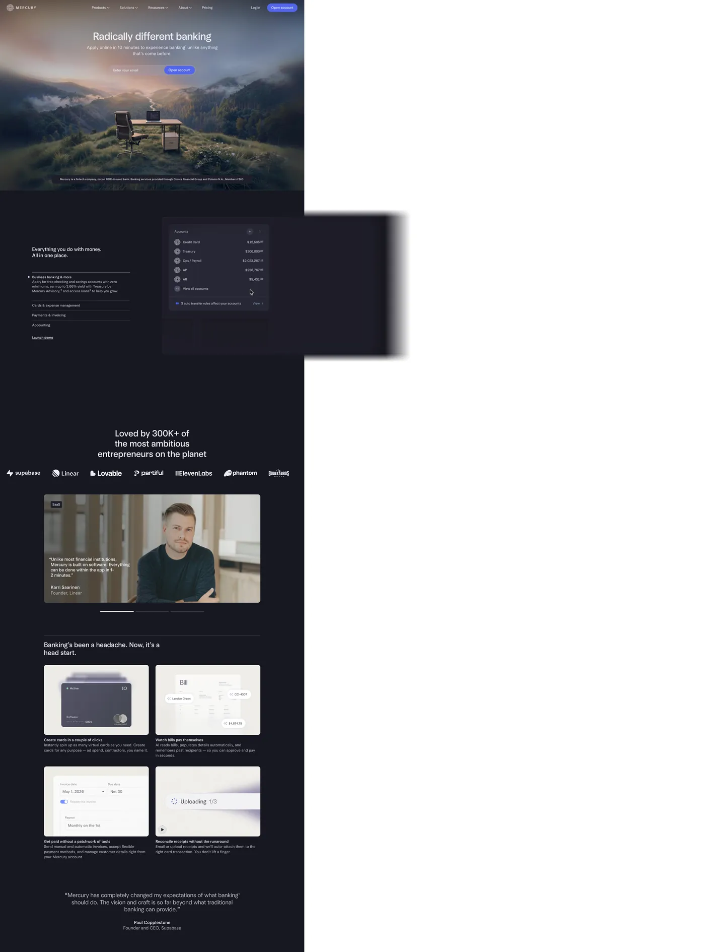 Mercury's website at mercury.com