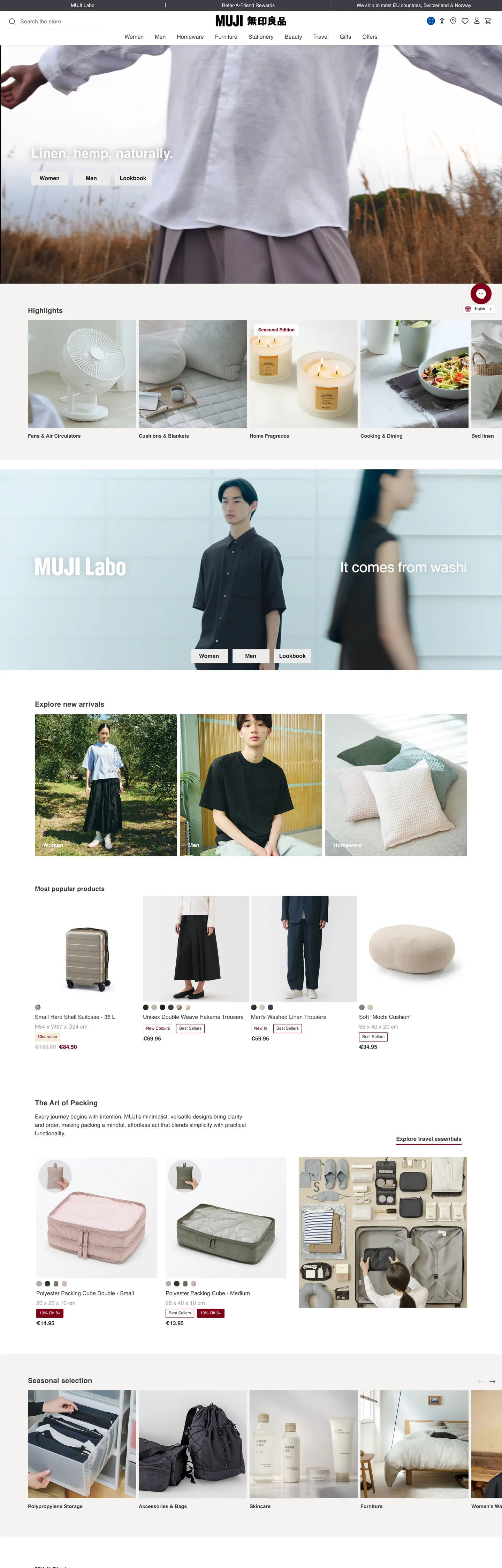 MUJI's website at muji.com