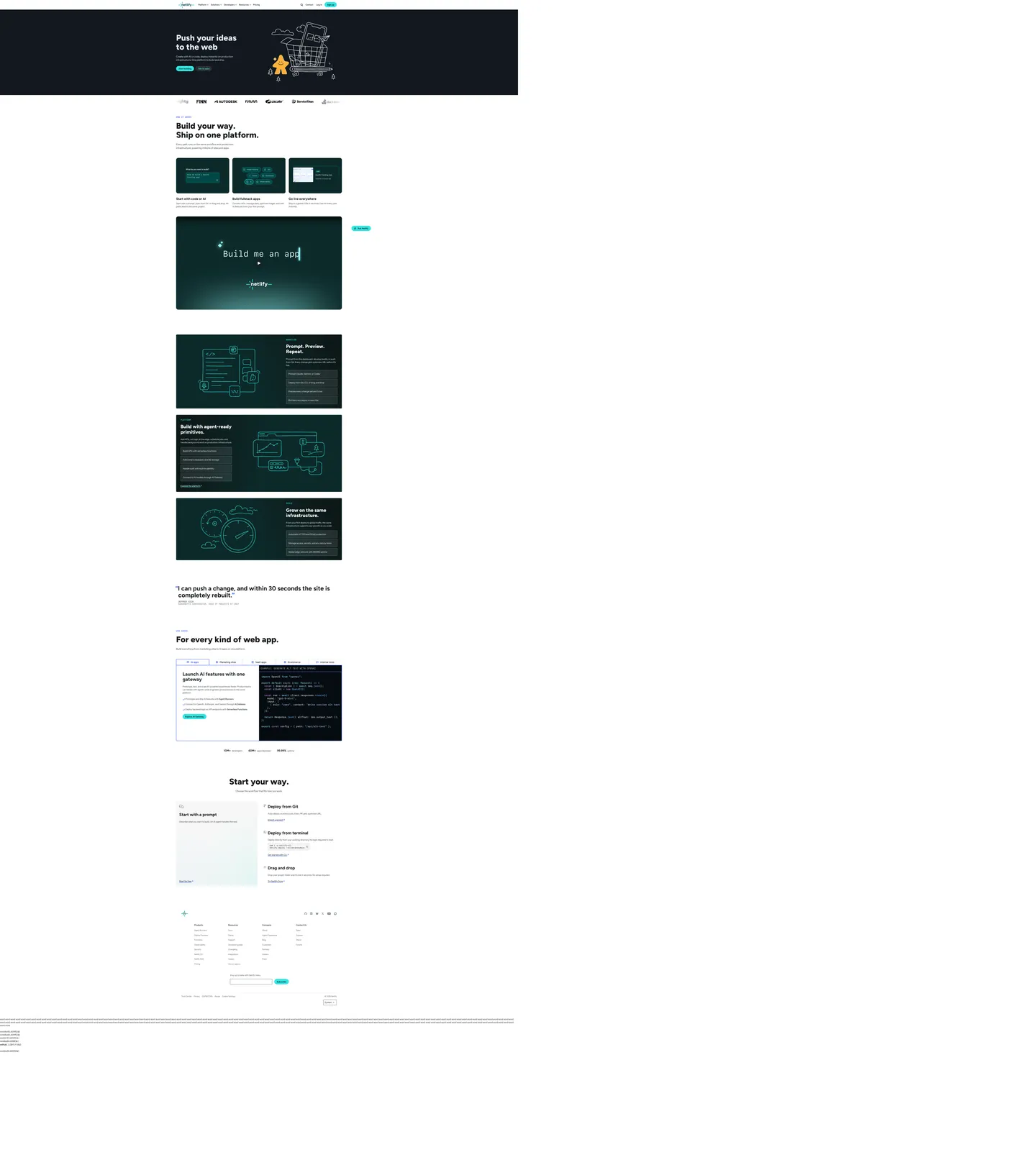 Netlify's website at netlify.com