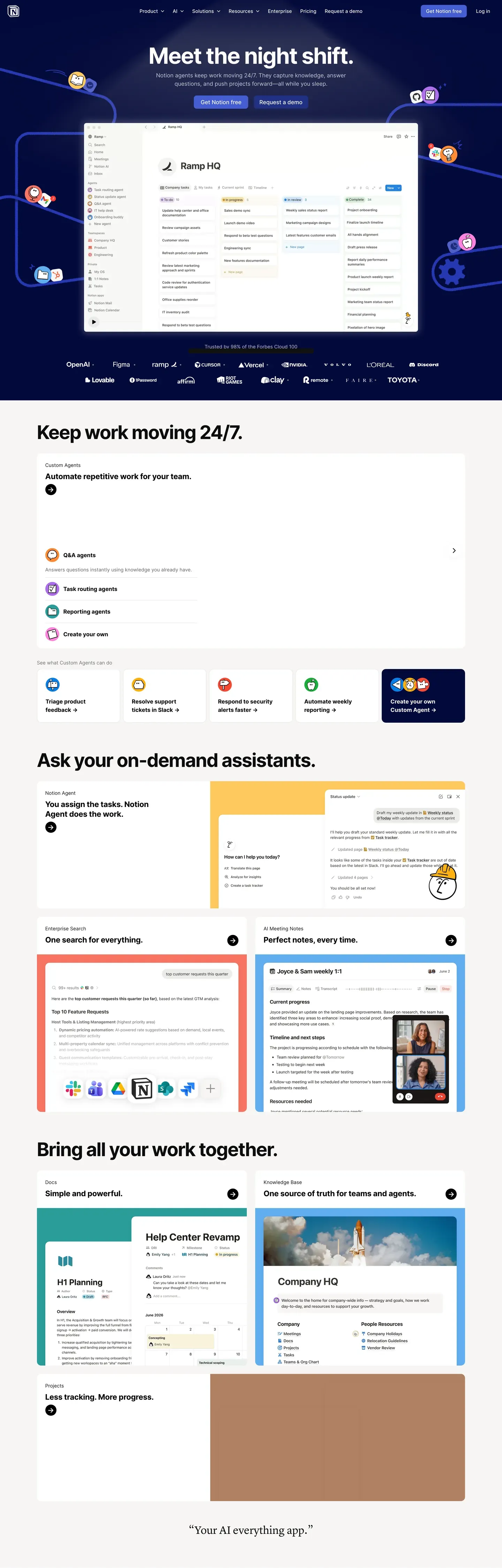 Screenshot of Notion's website at notion.com