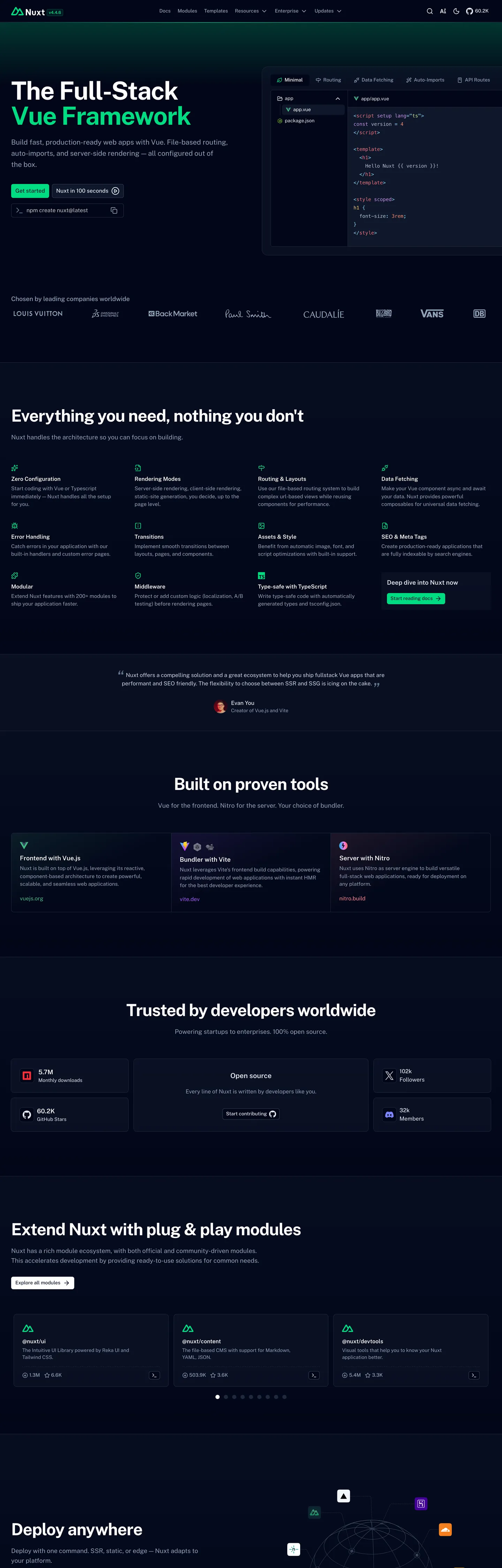 Nuxt's website at nuxt.com