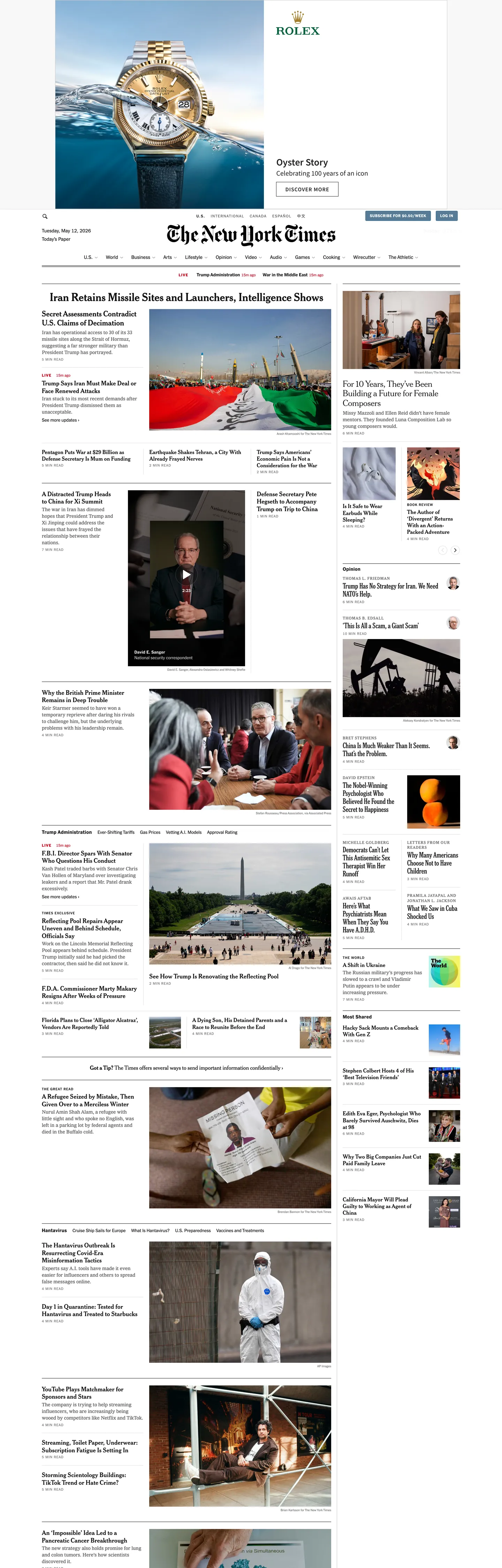 The New York Times's website at nytimes.com