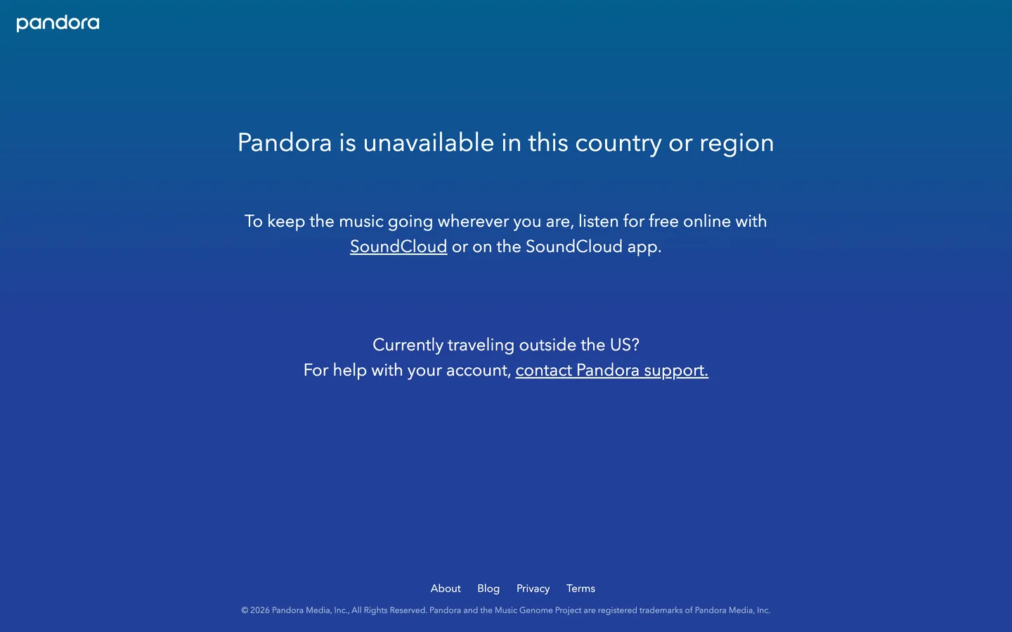 Pandora's website at pandora.com